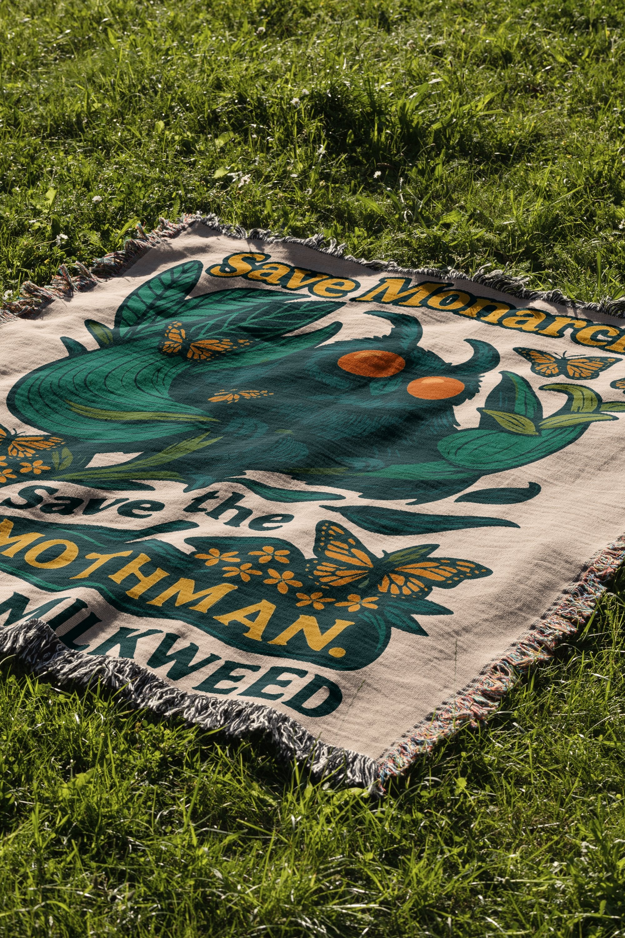 Save Monarchs and Mothman Milkweed blanket product type