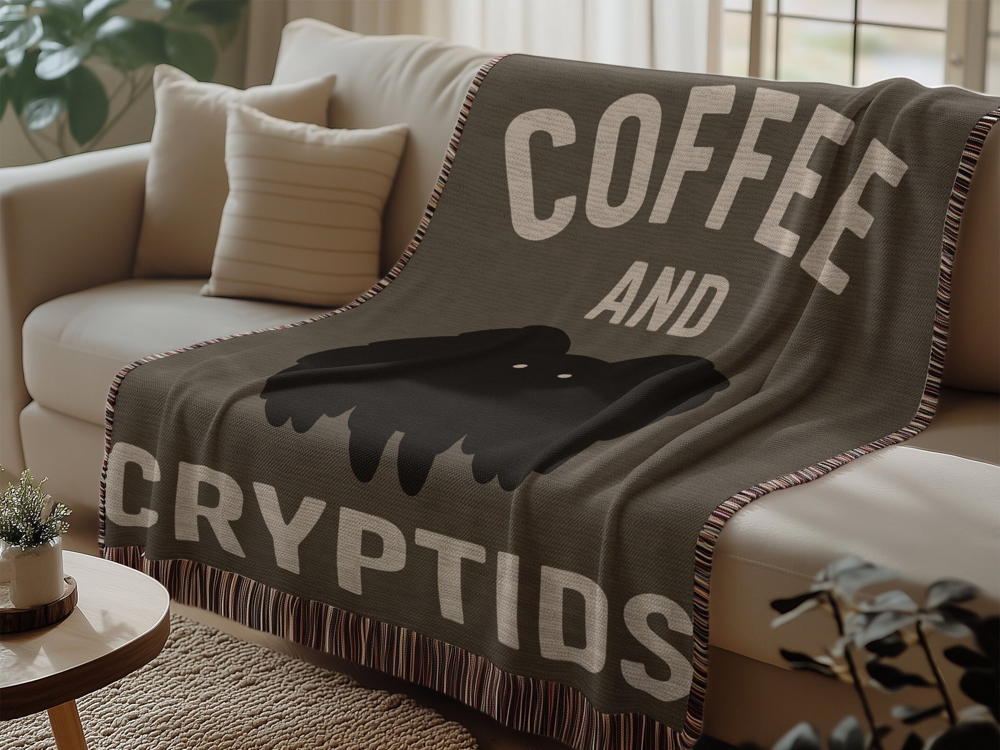 Cozy Coffee and Cryptids Themed Blanket product