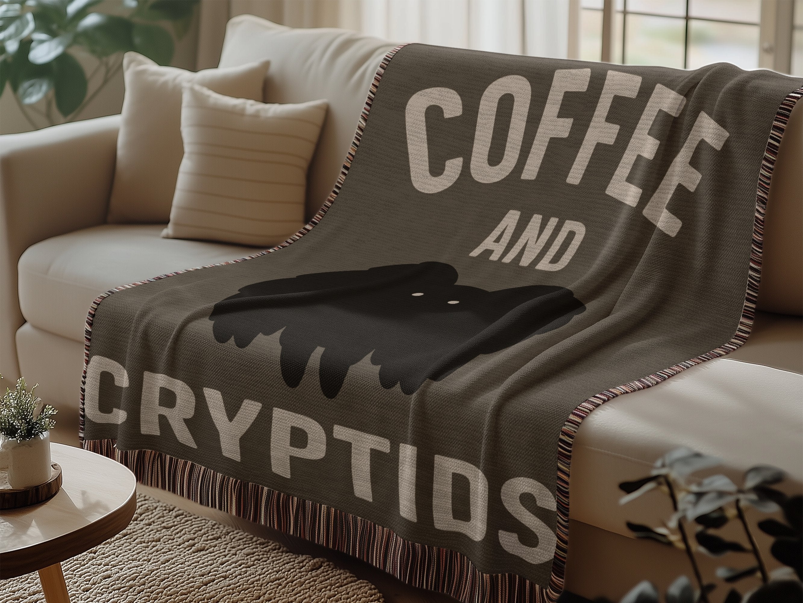 Cozy Coffee and Cryptids Themed Blanket product