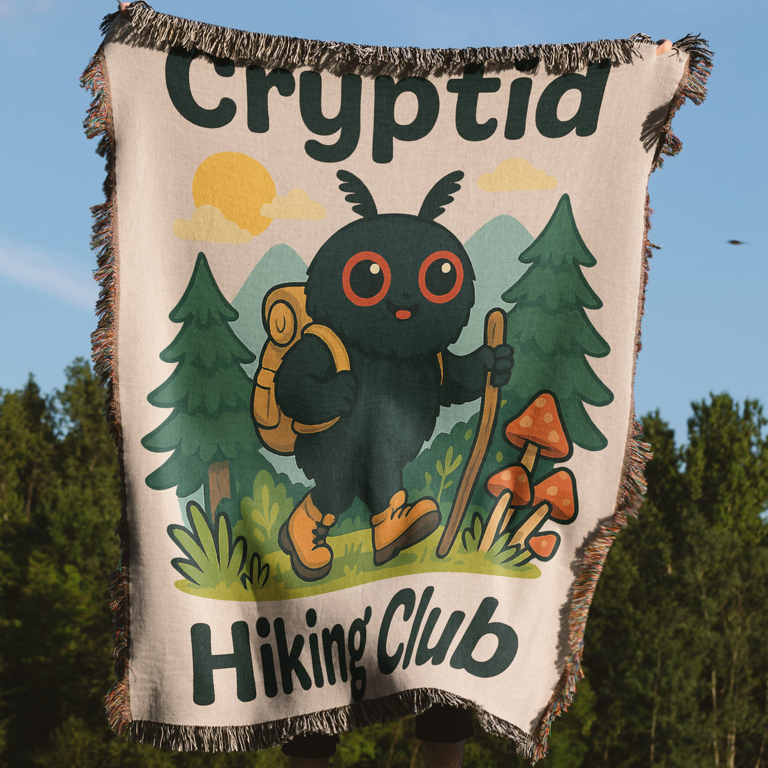 Cryptid Hiking Club Nature Cartoon Blanket product