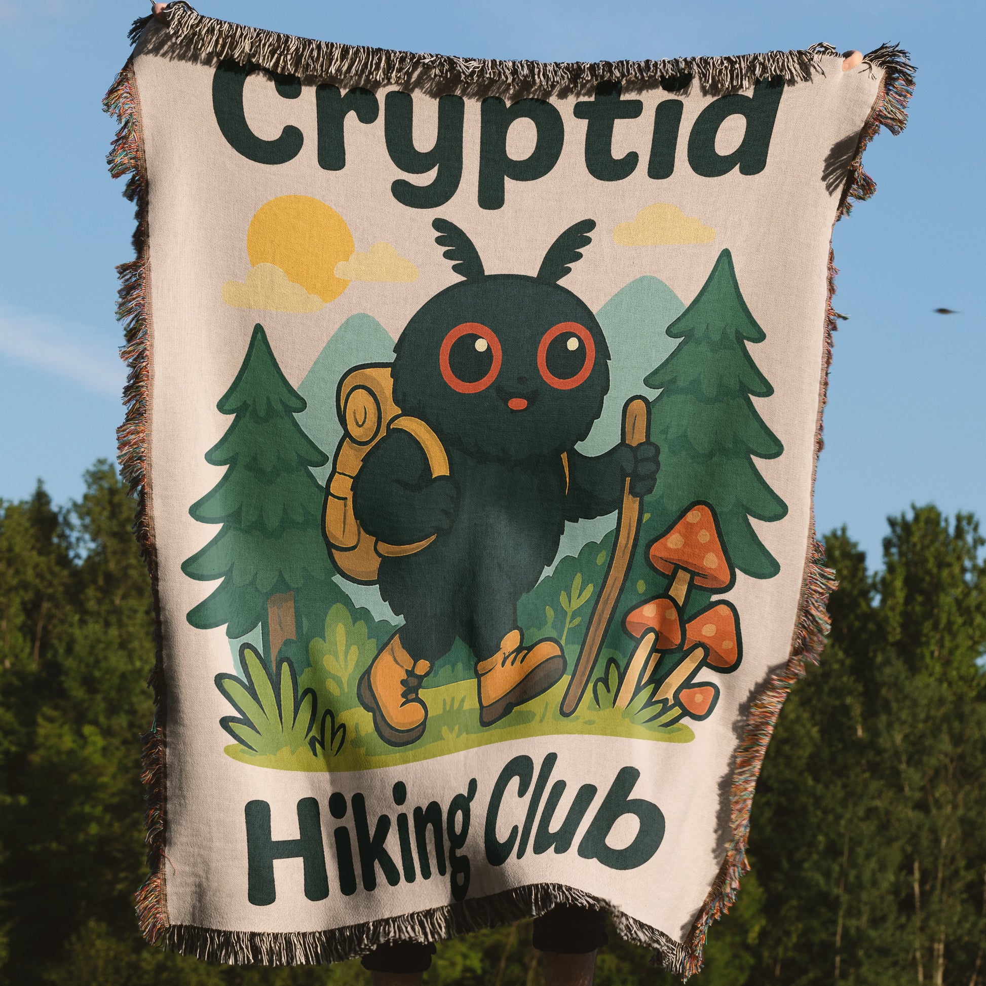Cryptid Hiking Club Nature Cartoon Blanket product