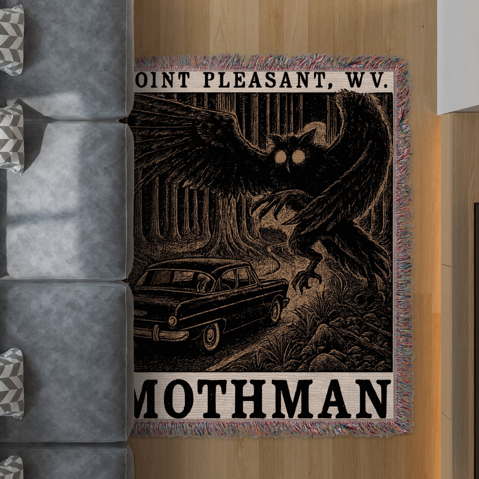 Mothman Point Pleasant WV Throw Blanket product