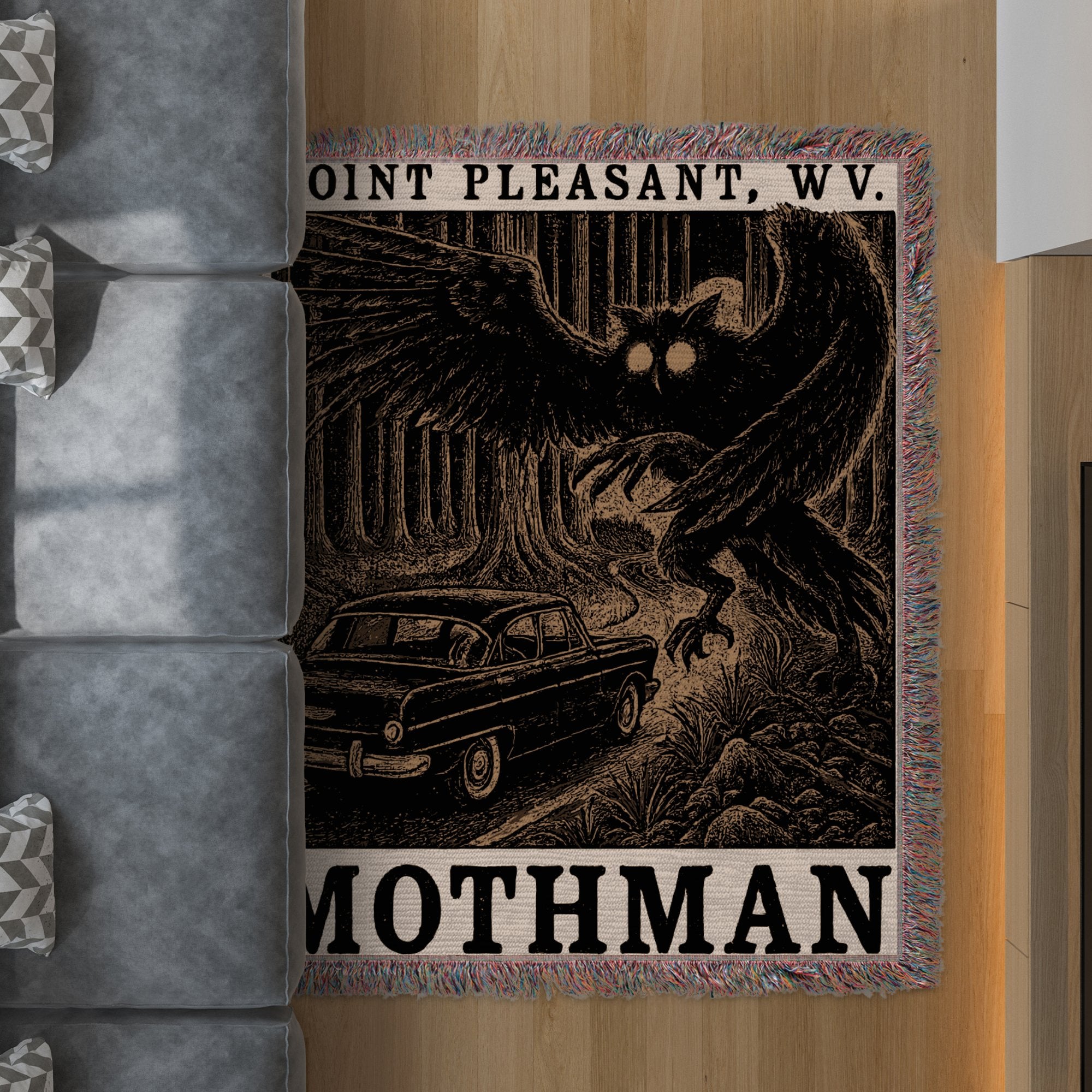 Mothman Point Pleasant WV Throw Blanket product