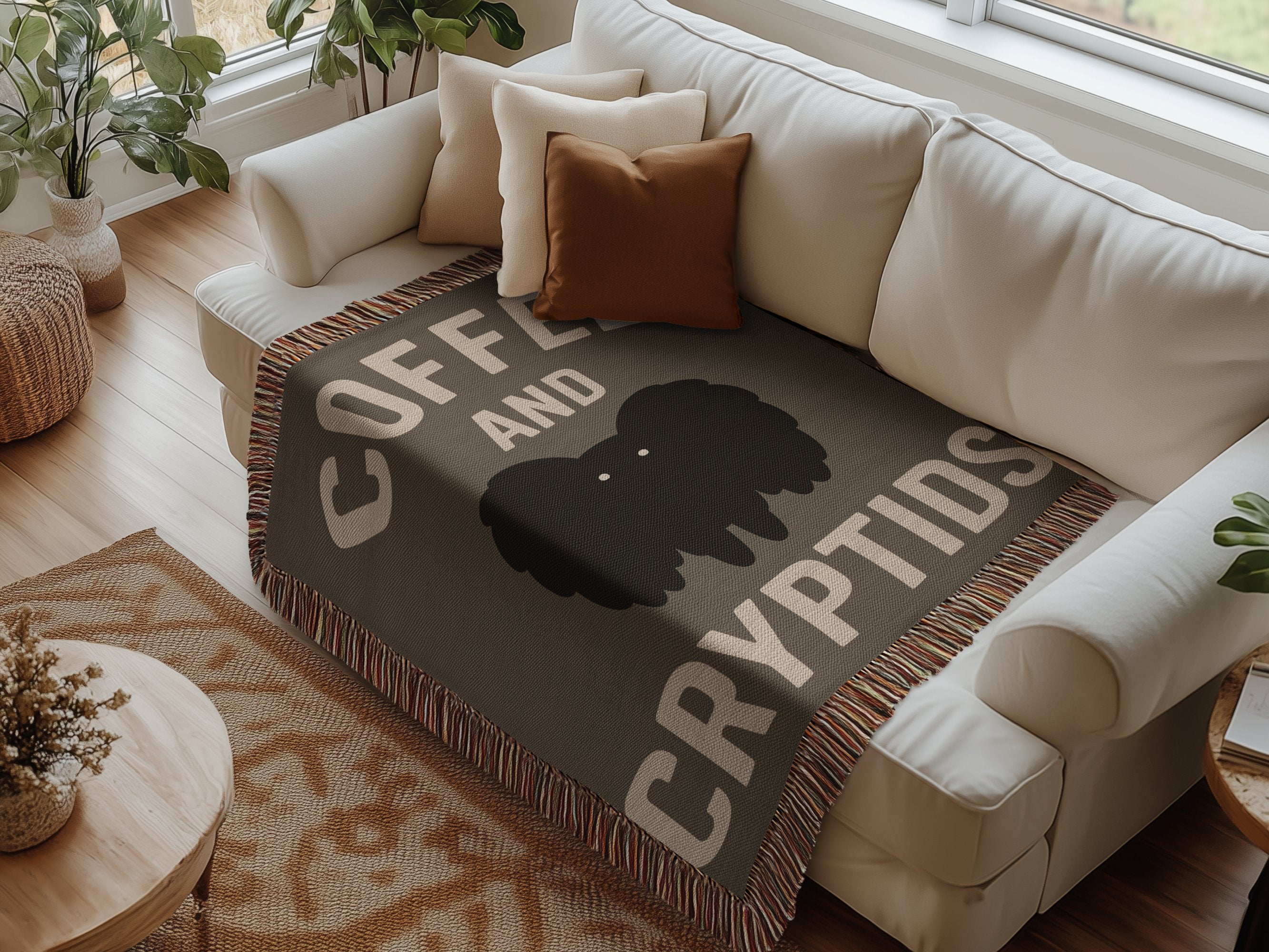 Cozy Coffee and Cryptids Throw Blanket product type