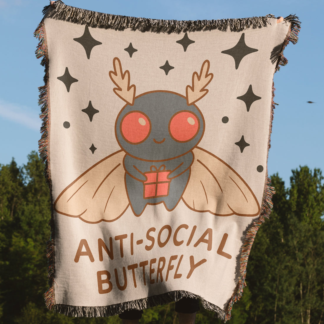 Anti-Social Butterfly Cute Cartoon Blanket product