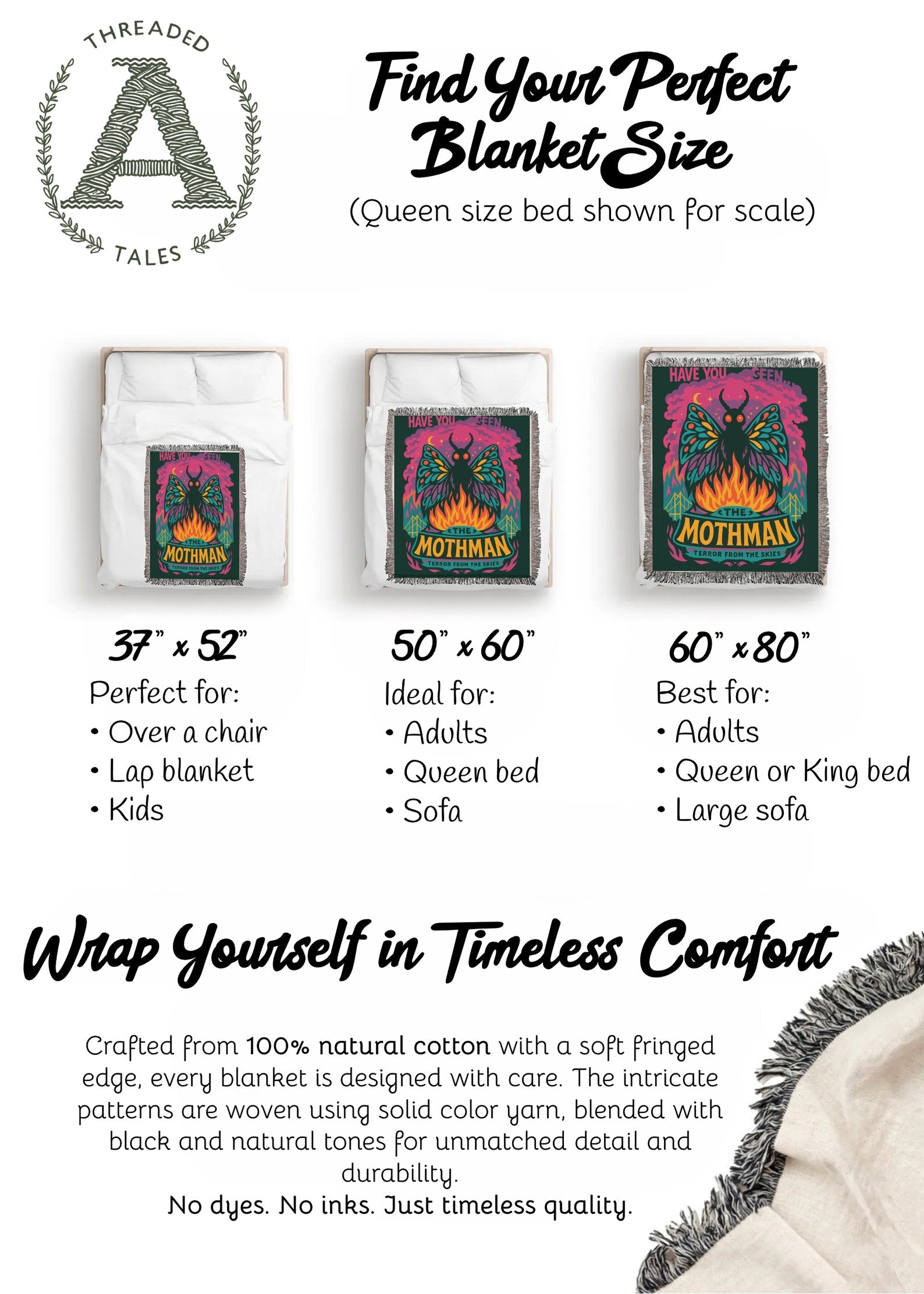 Cozy Mothman Blanket in 3 Sizes for All Uses product type