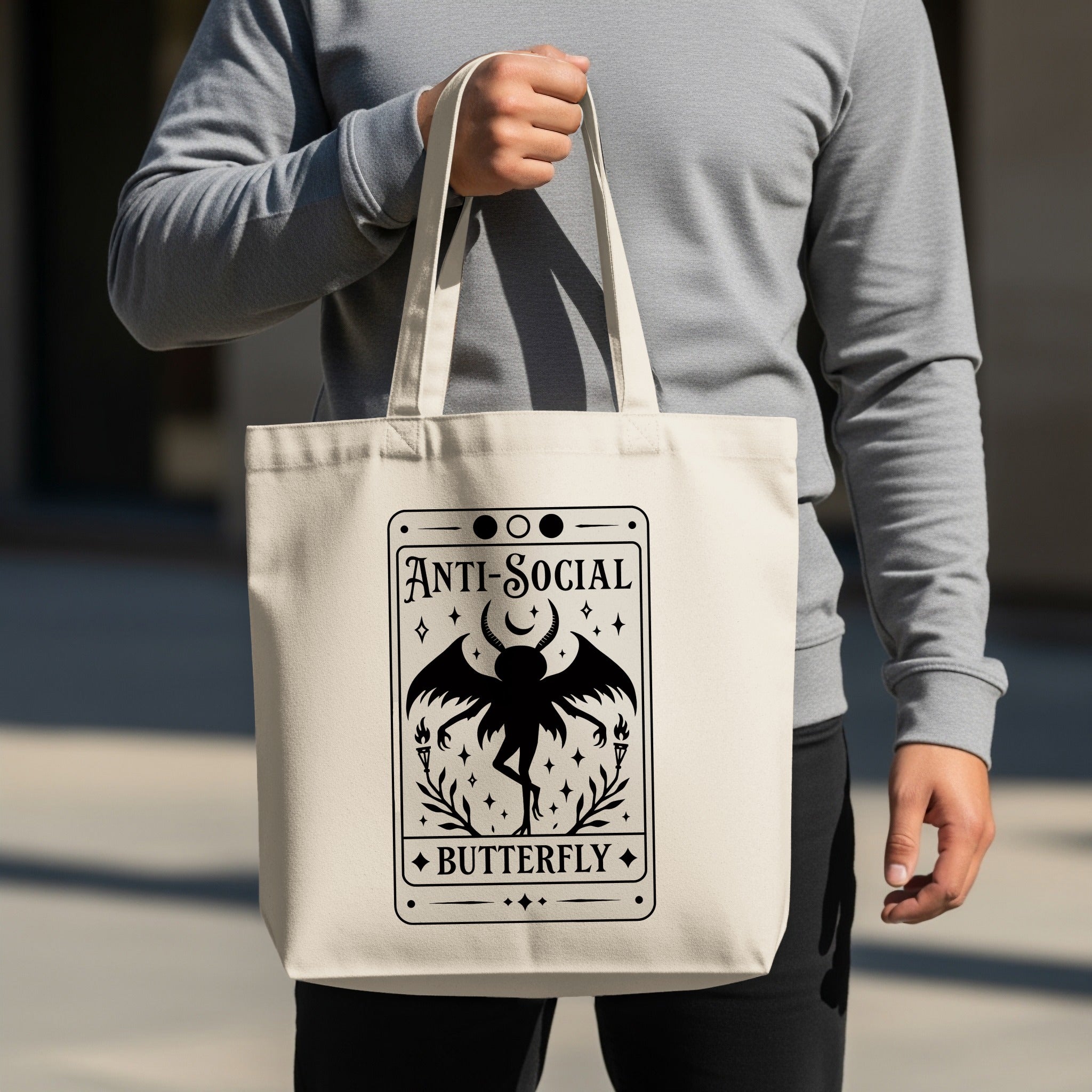 Anti-Social Butterfly Graphic Design Tote Bag product type