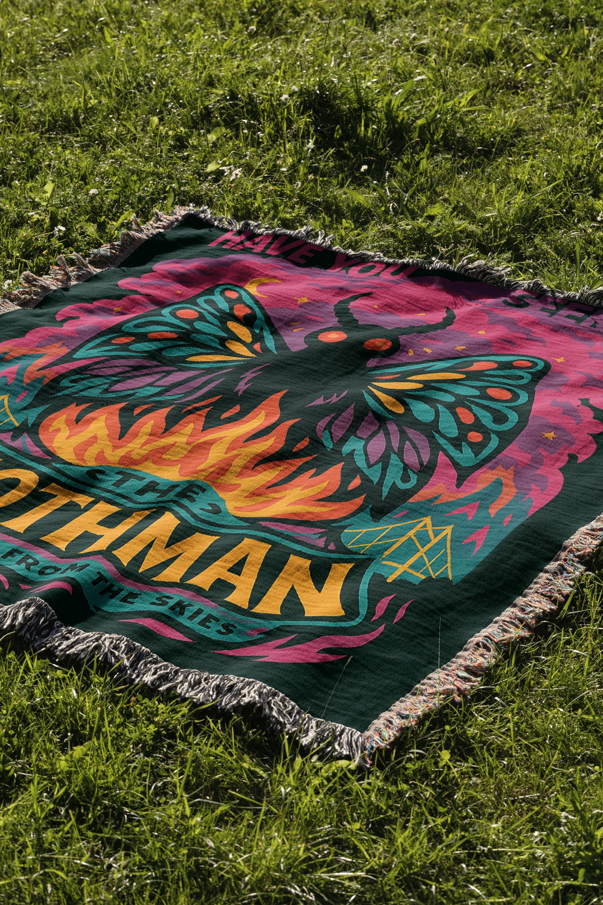 Vibrant Mothman Design Picnic Blanket product type