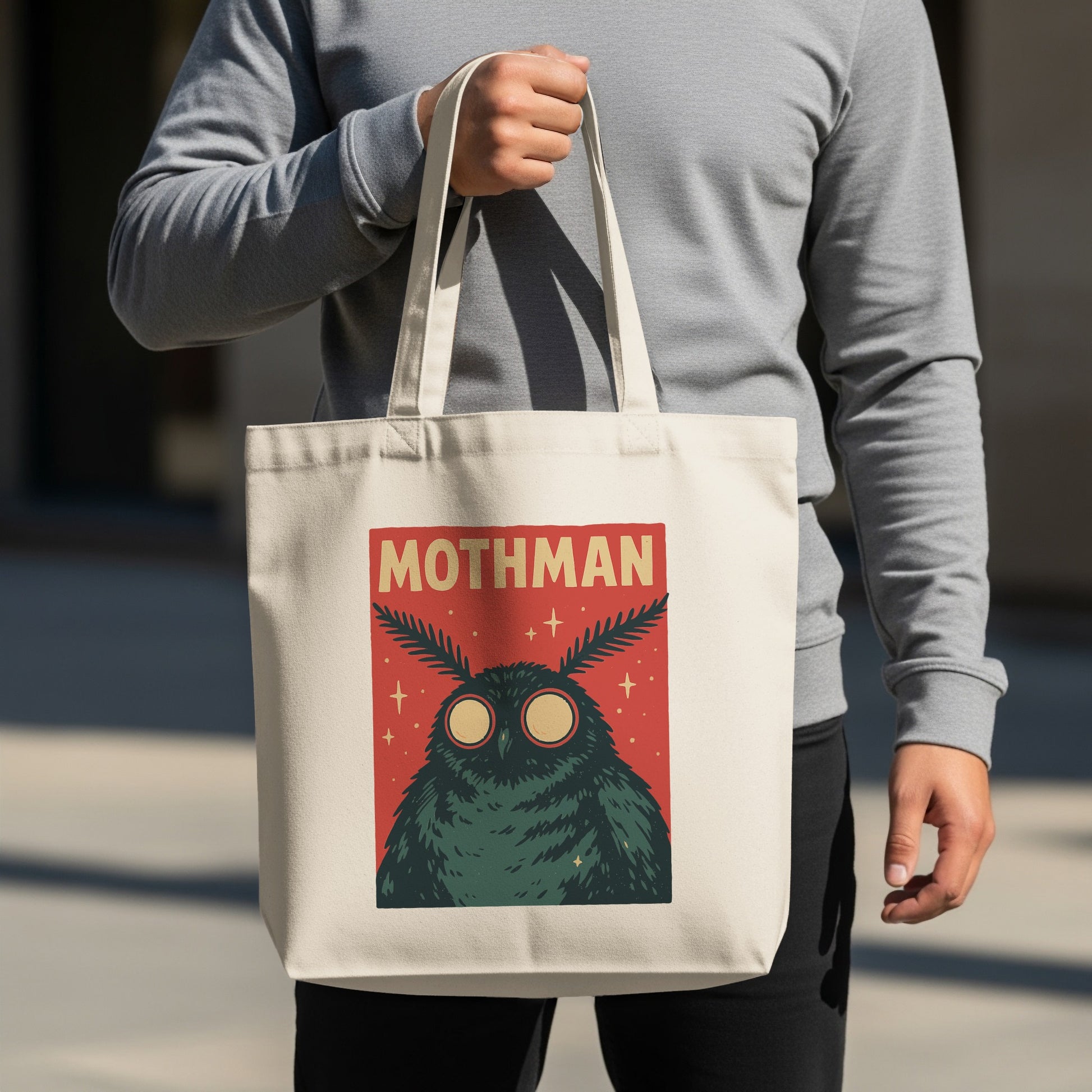 Mothman Graphic Tote Bag with Cute Creepy Design product type