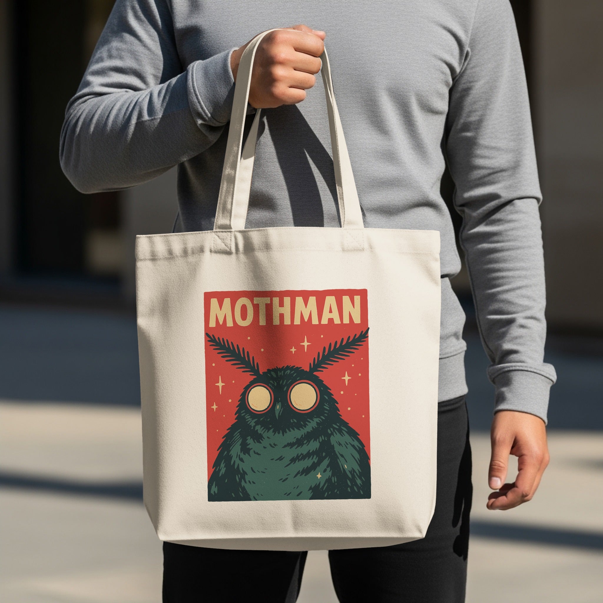 Mothman Graphic Tote Bag with Cute Creepy Design product type