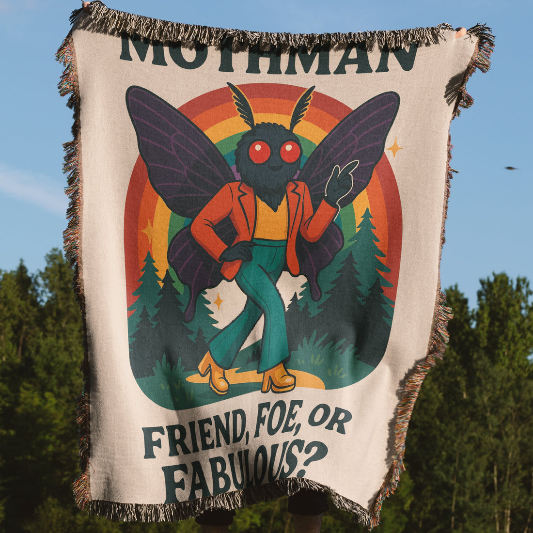 Mothman Friend Foe or Fabulous Throw Blanket product type