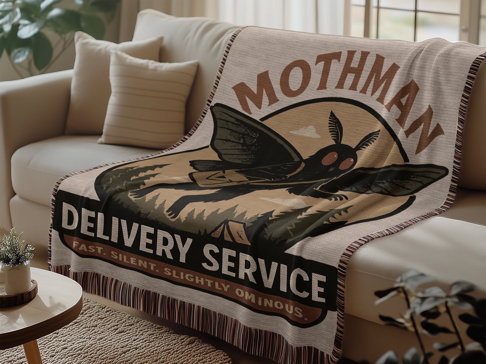 Mothman Delivery Service Throw Blanket product type