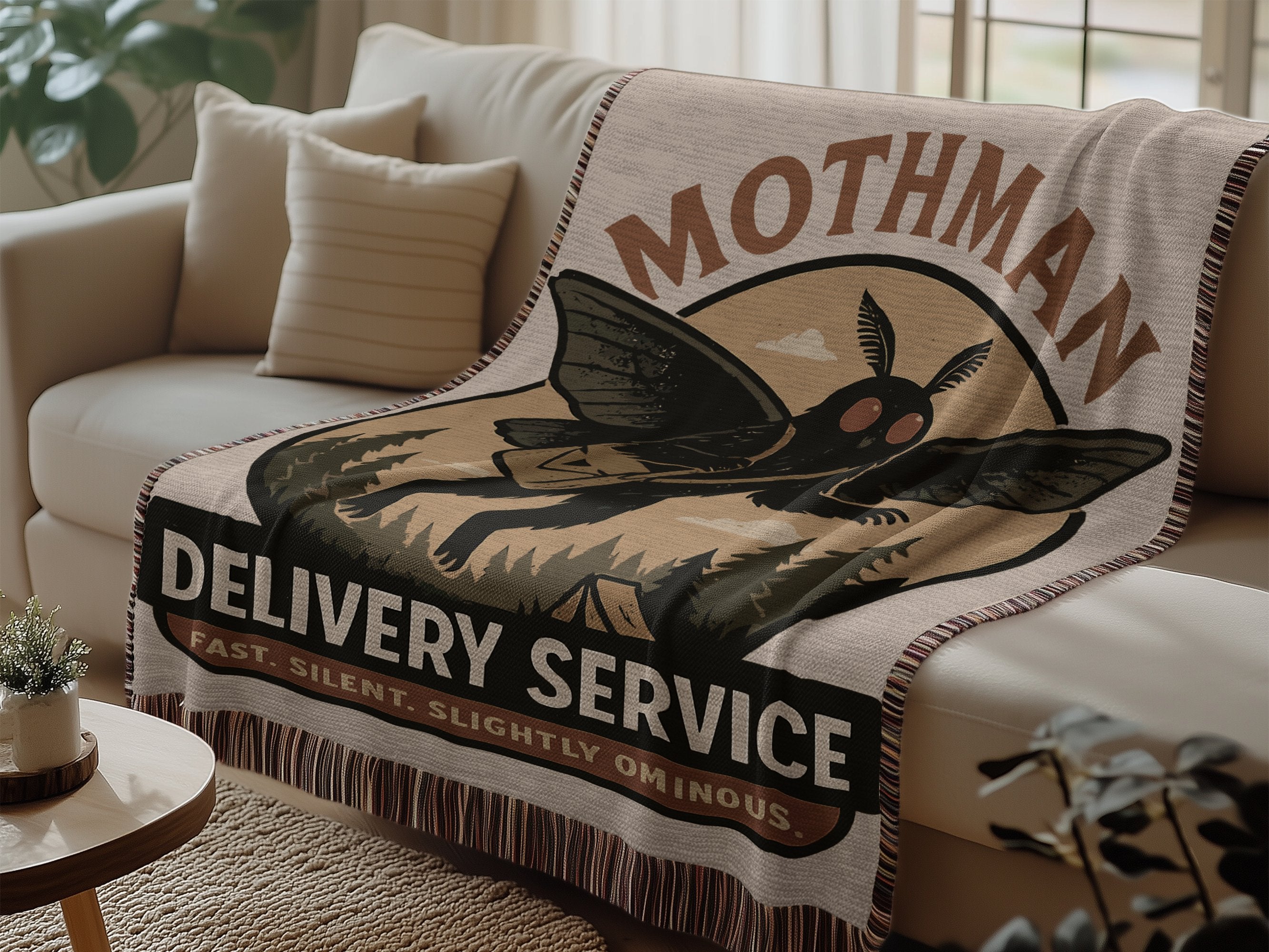 Mothman Delivery Service Throw Blanket product type
