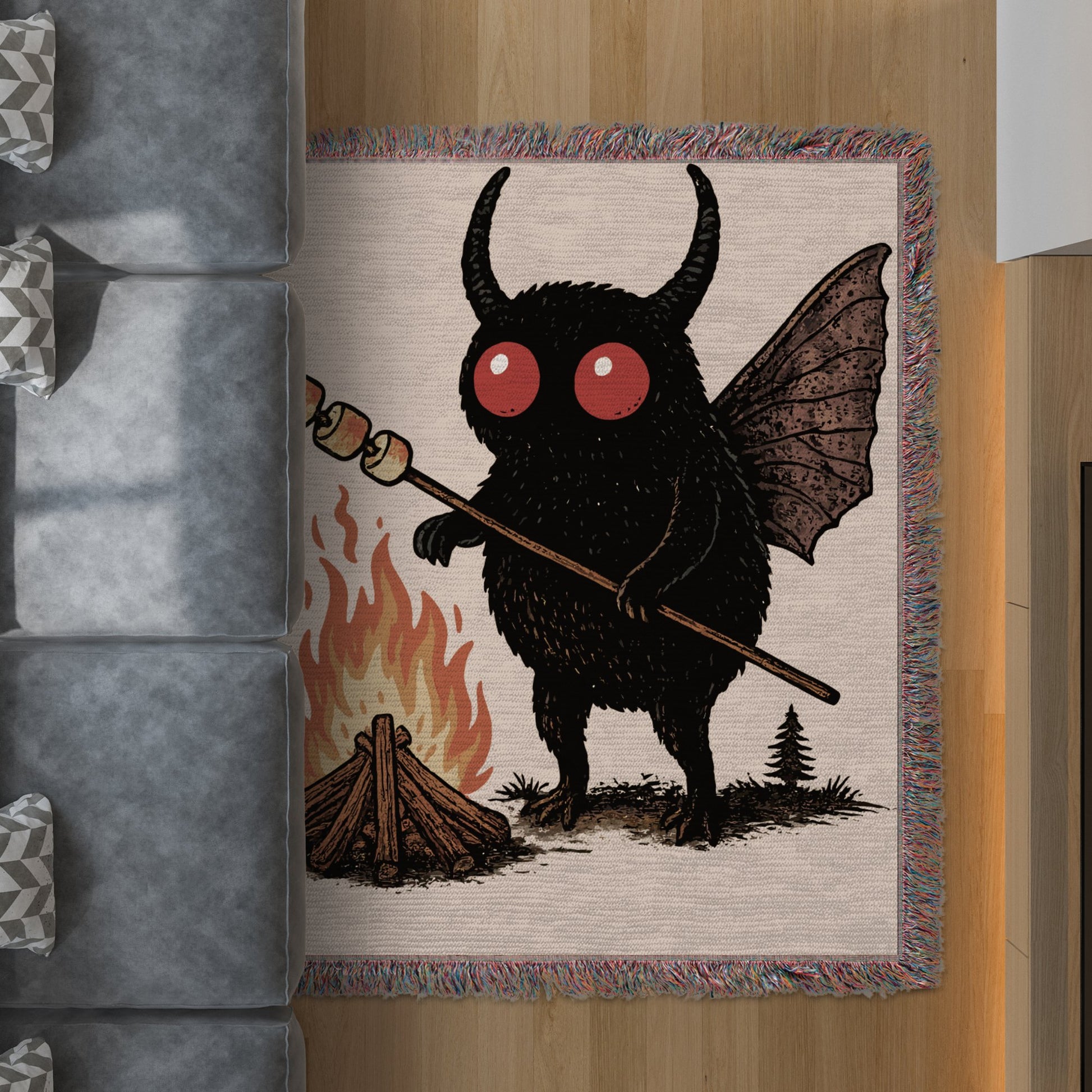 Cute Monster with Marshmallows Throw Blanket product