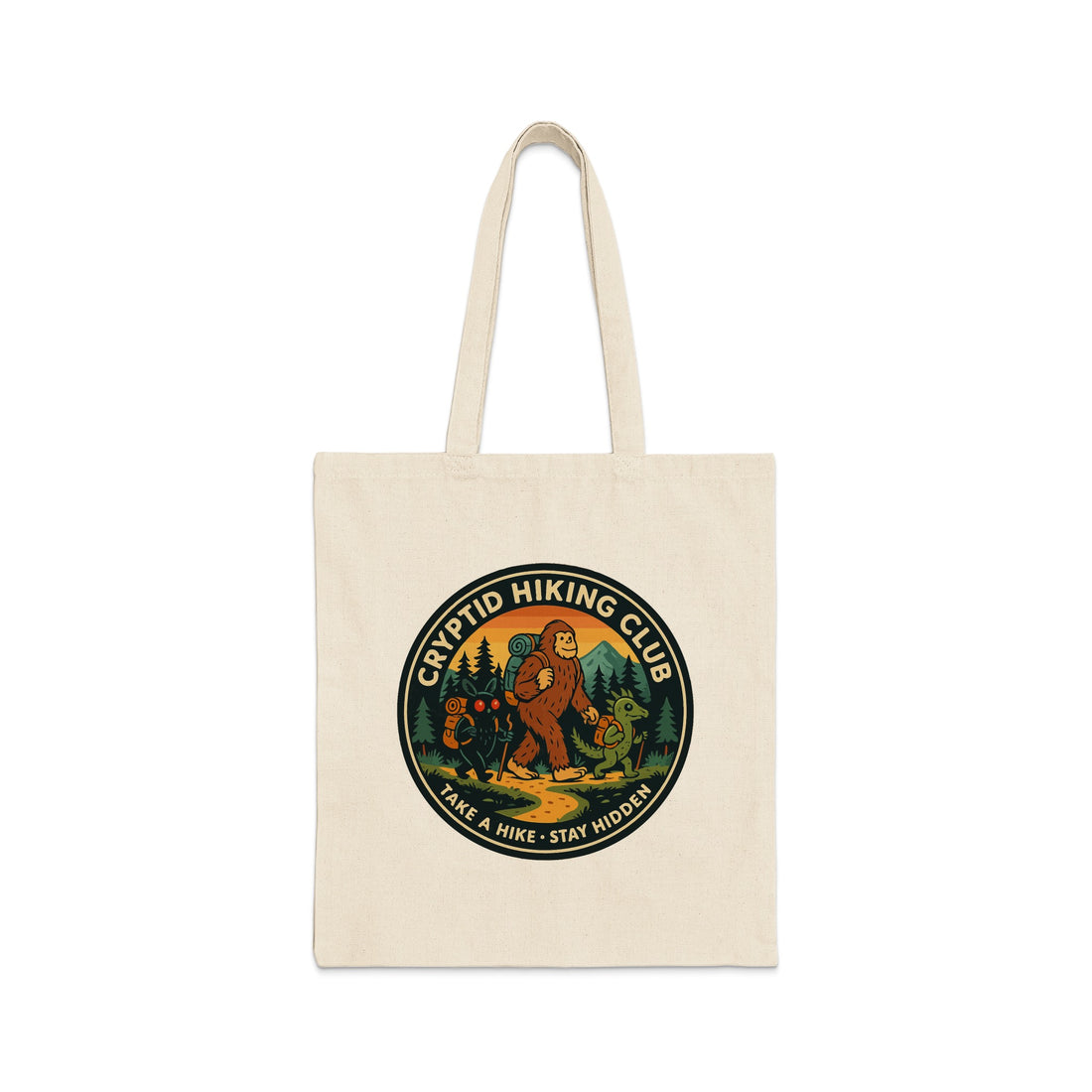 Cryptid Hiking Club Take a Hike Stay Hidden Tote Bag Product