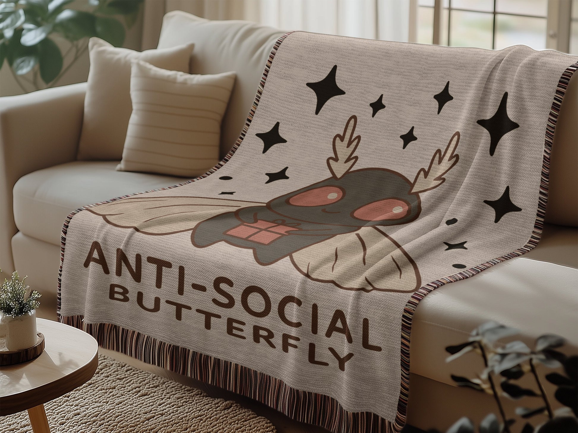 Cozy Anti-Social Butterfly Design Fleece Blanket product