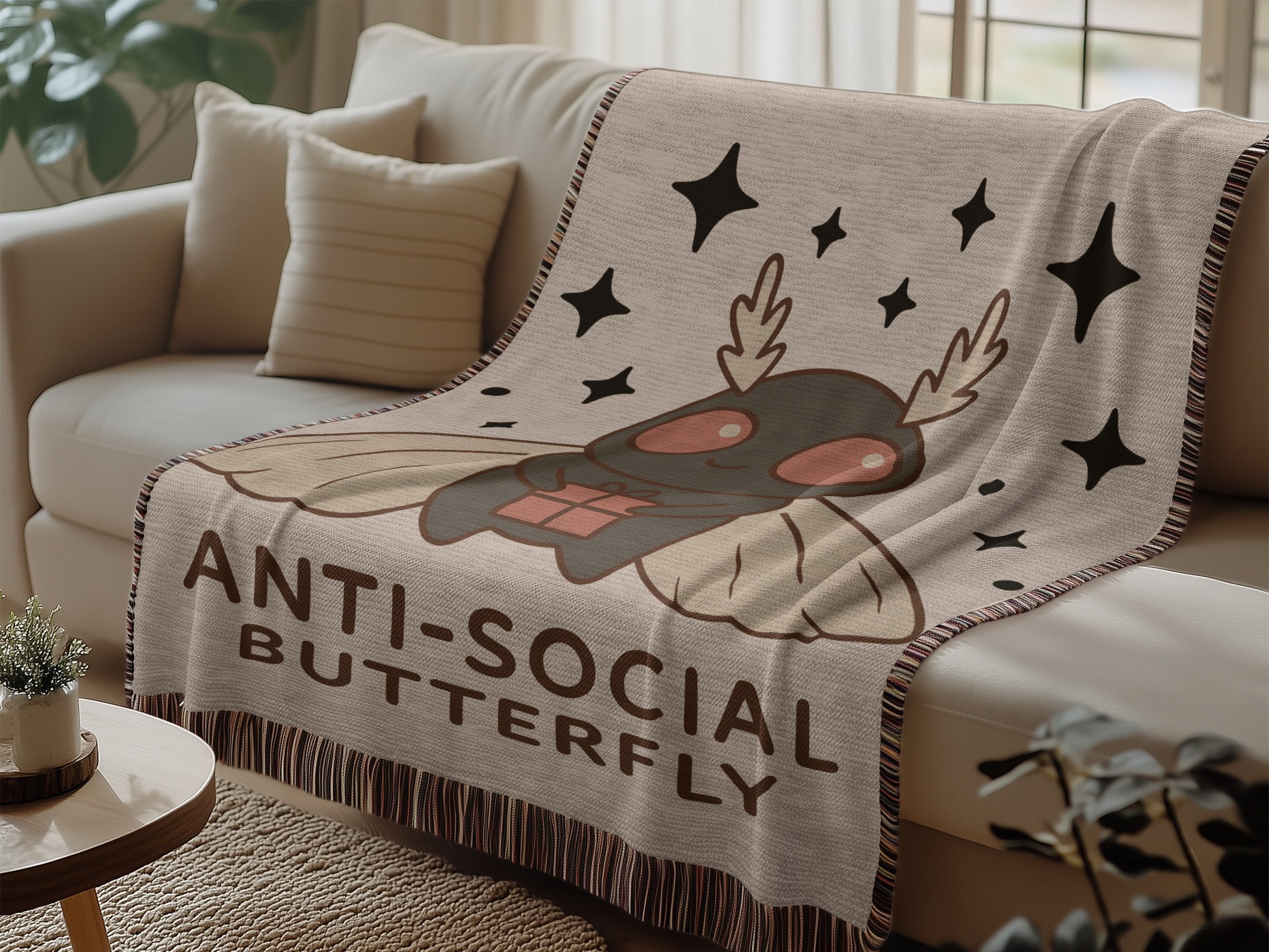 Cozy Anti-Social Butterfly Design Fleece Blanket product