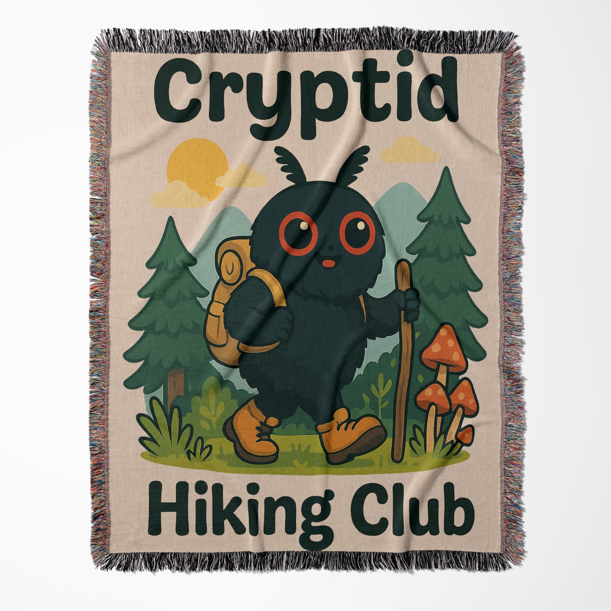 Cryptid Hiking Club Design Throw Blanket product type
