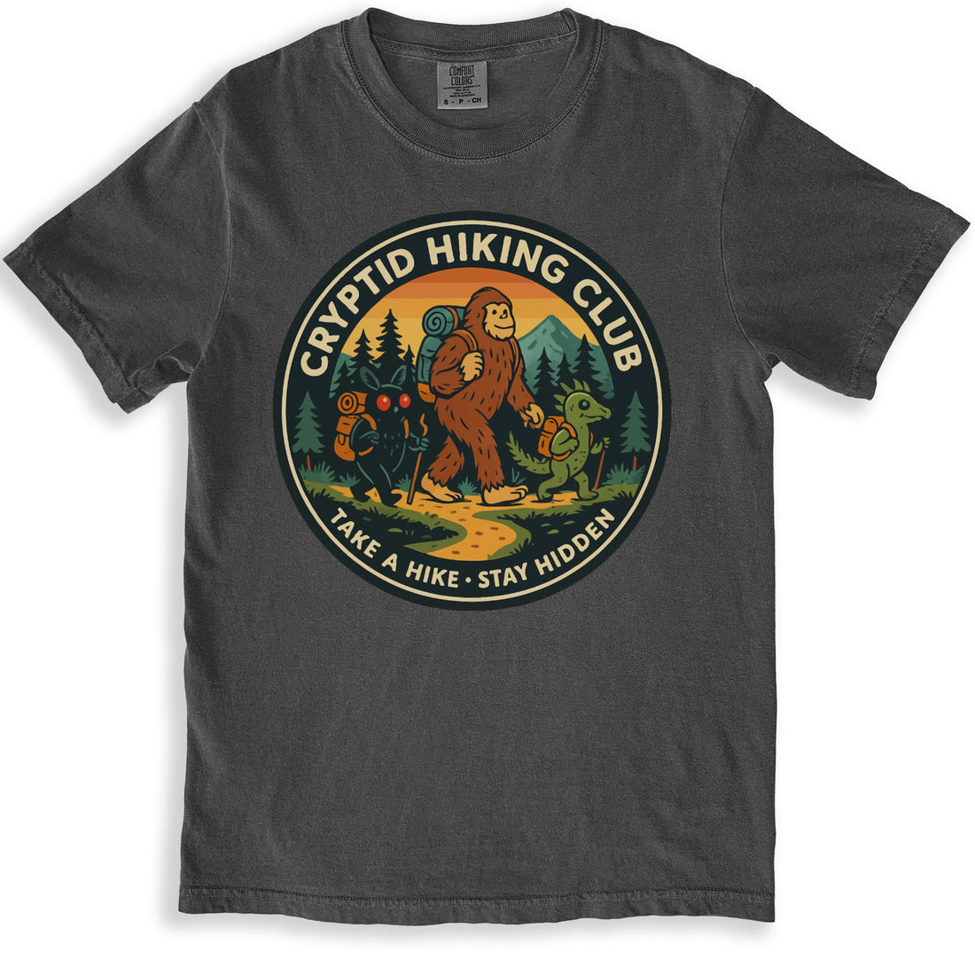 Cryptid Hiking Club Take A Hike Stay Hidden T-shirt