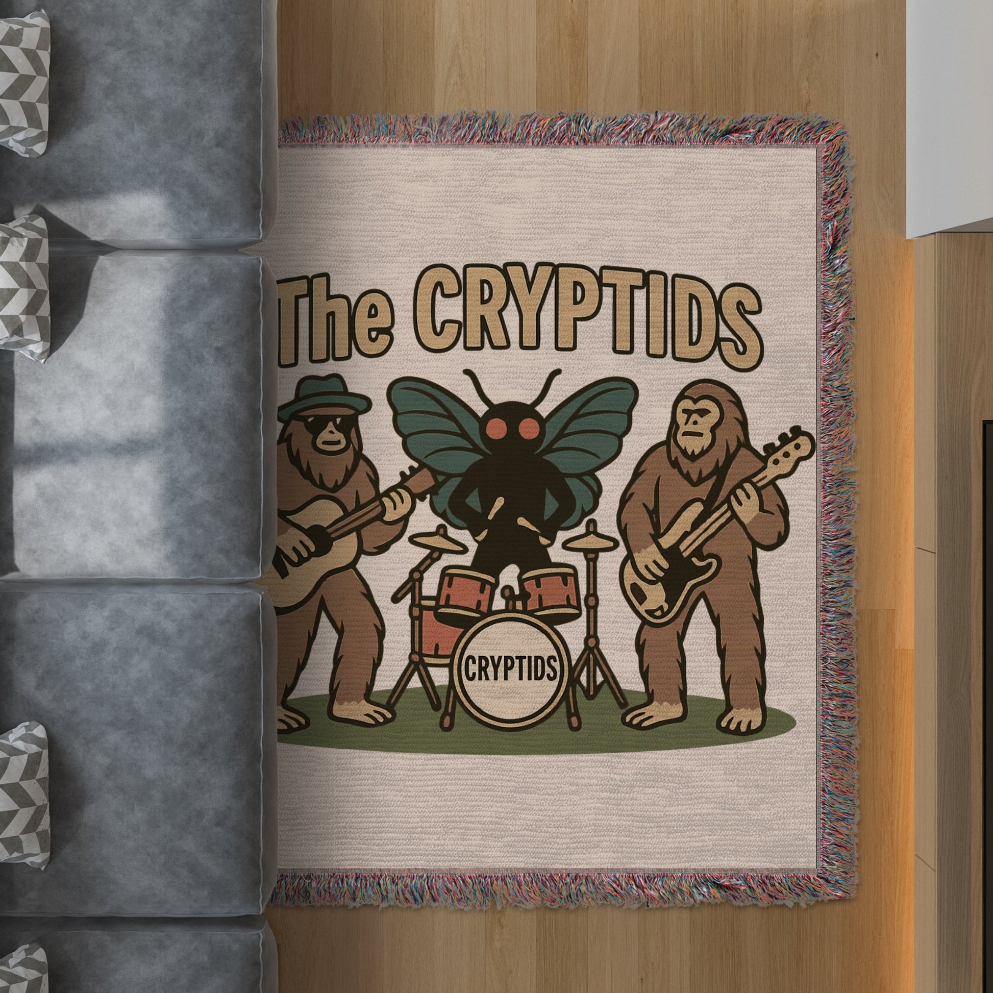 The Cryptids Band Design Woven Blanket Product Type