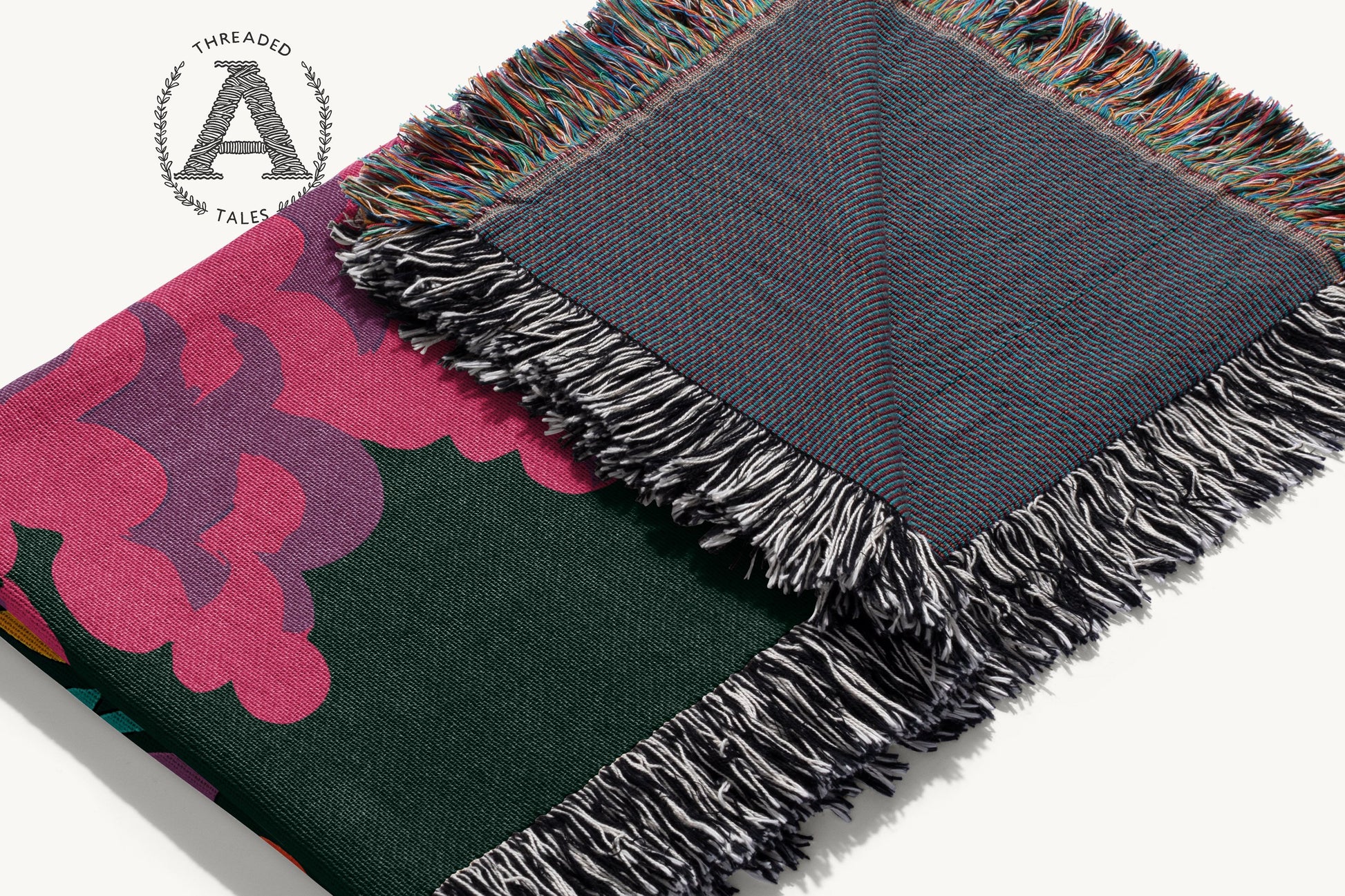 Artistic Multicolored Fringed Throw Blanket product type