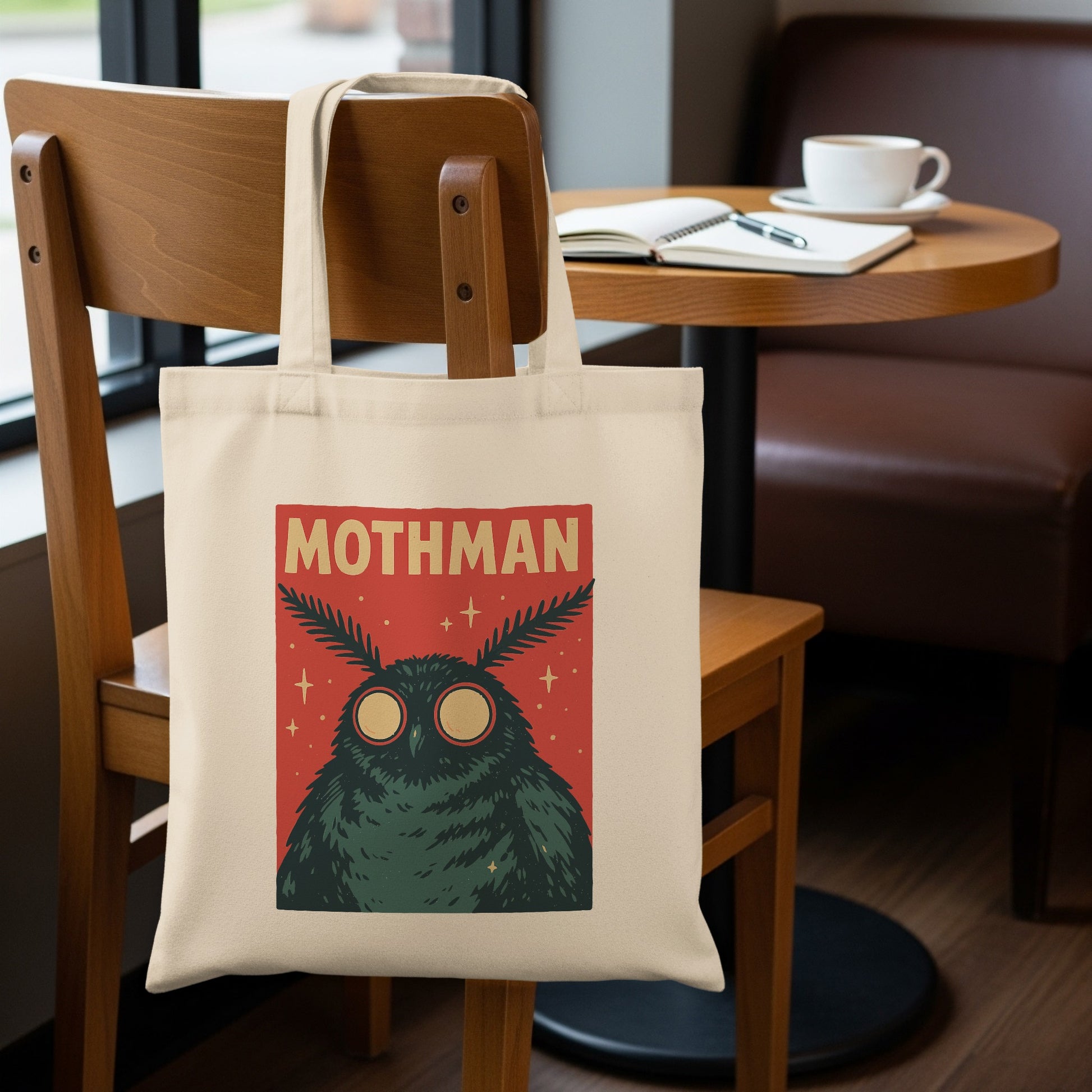 Retro Mothman Inspired Design Printed Tote Bag Product