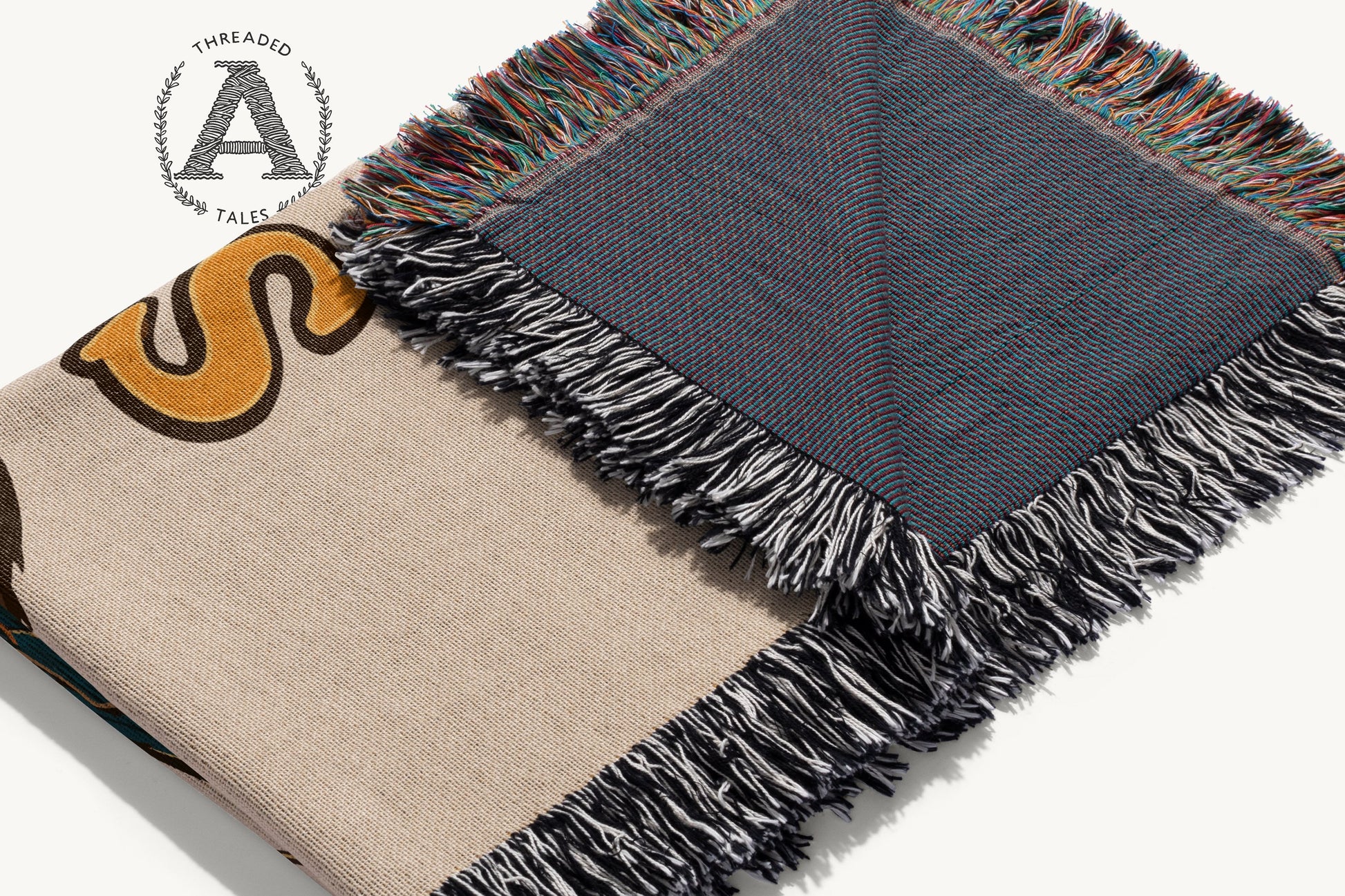 Stylish Fringed Design Blues and Patterns Blanket product type
