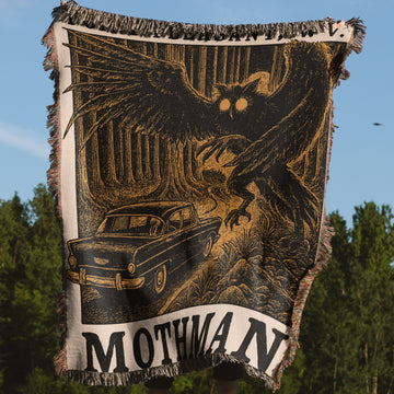 Mothman and Vintage Car Printed Artistic Blanket product