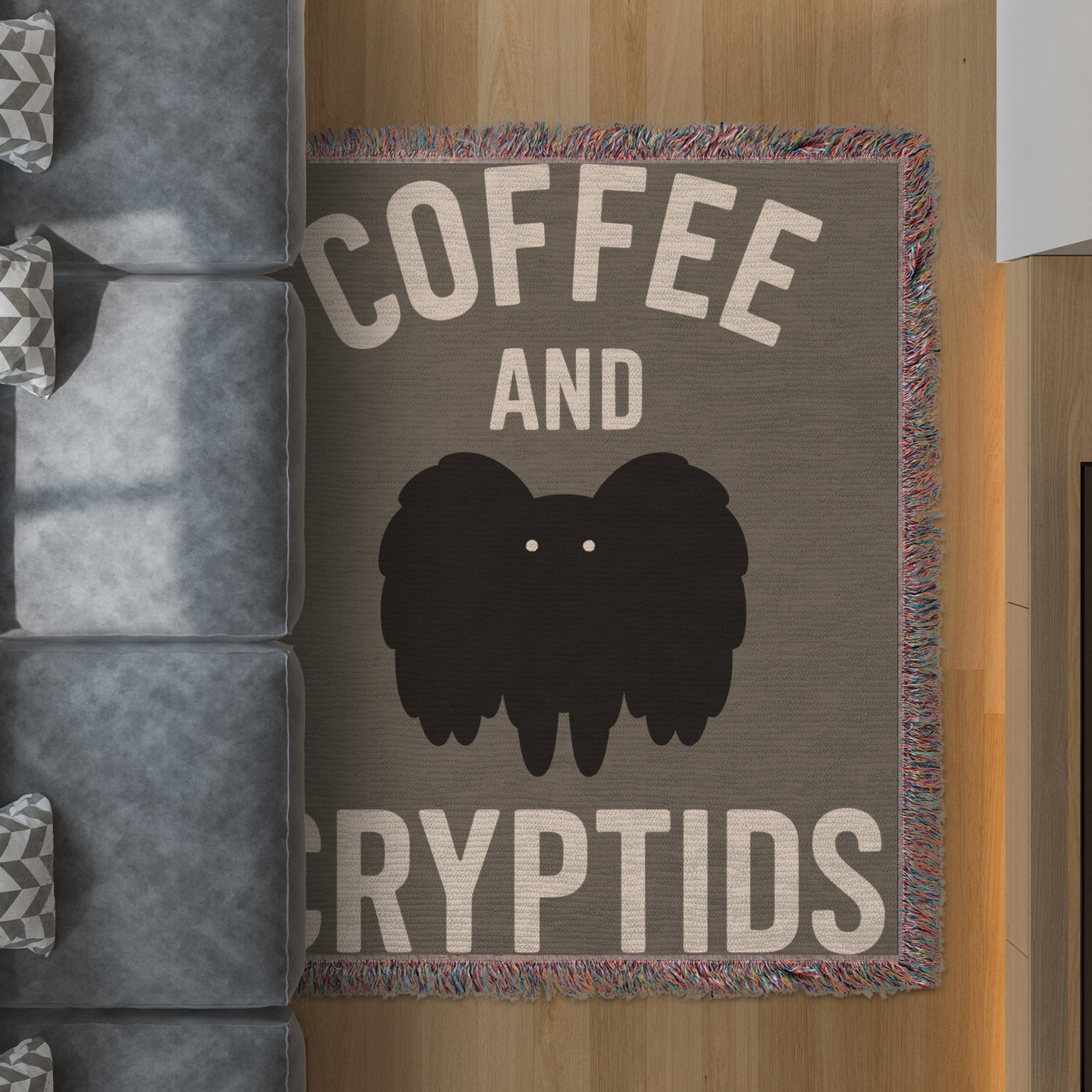 Coffee and Cryptids Throw Blanket Cool Home Decor Product