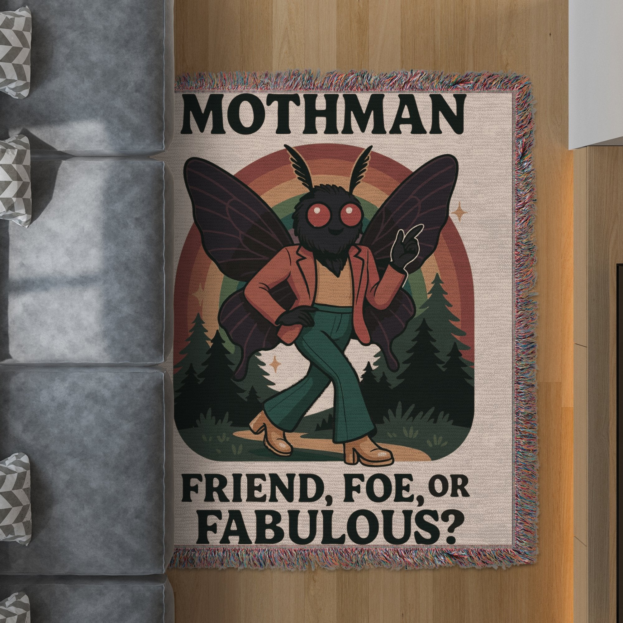 Mothman Friend Foe or Fabulous Design Throw Blanket product