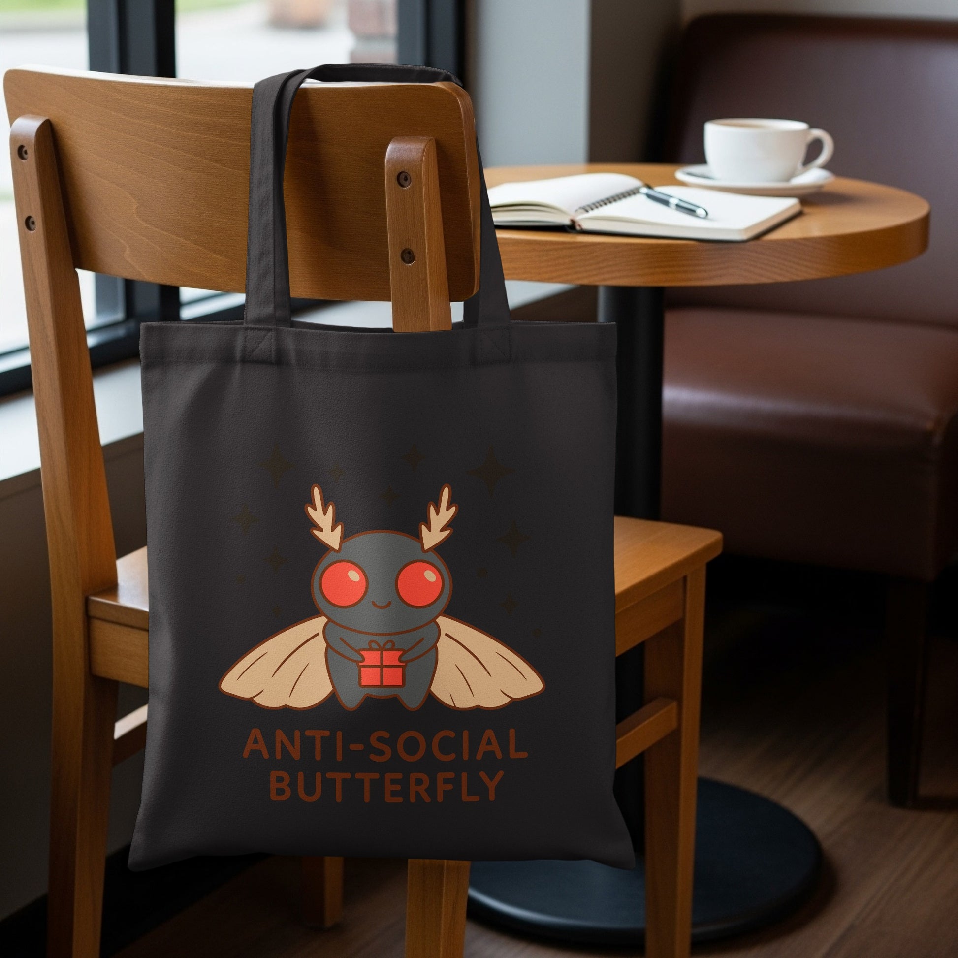 Anti-Social Butterfly Graphic Design Tote Bag Product