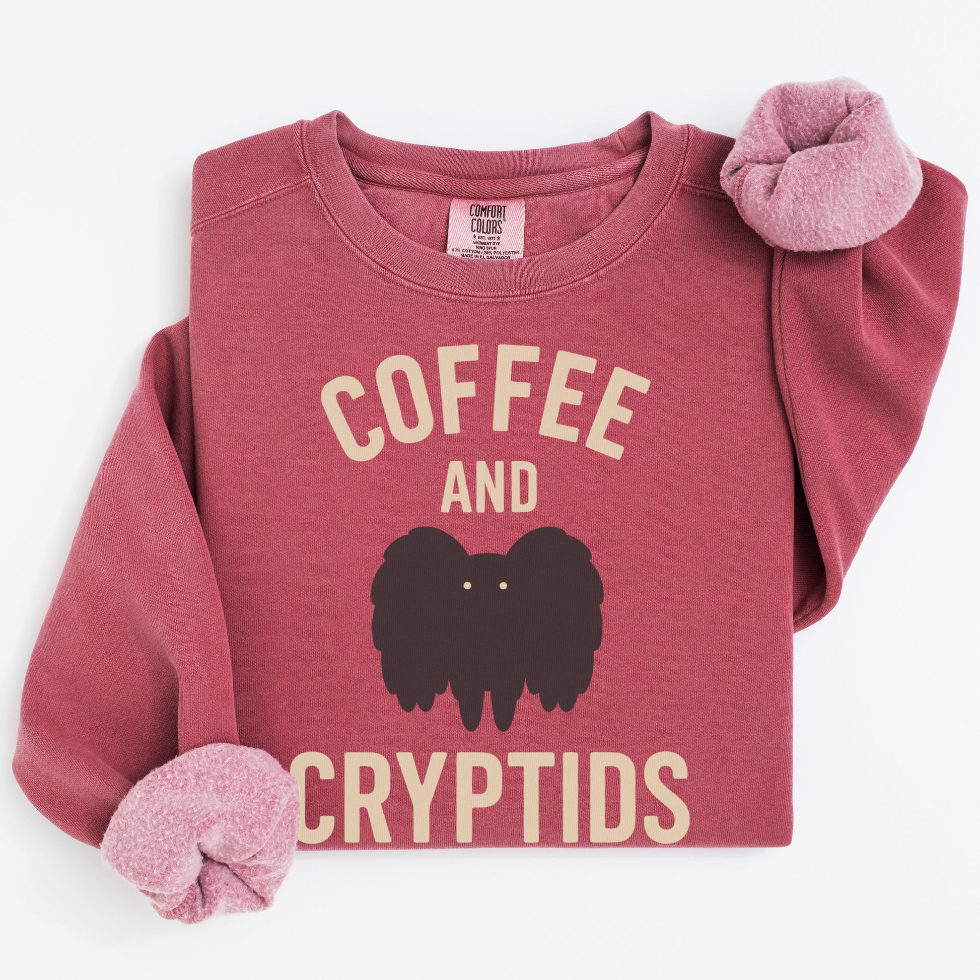 Coffee and Cryptids Pink Cozy Sweatshirt product type