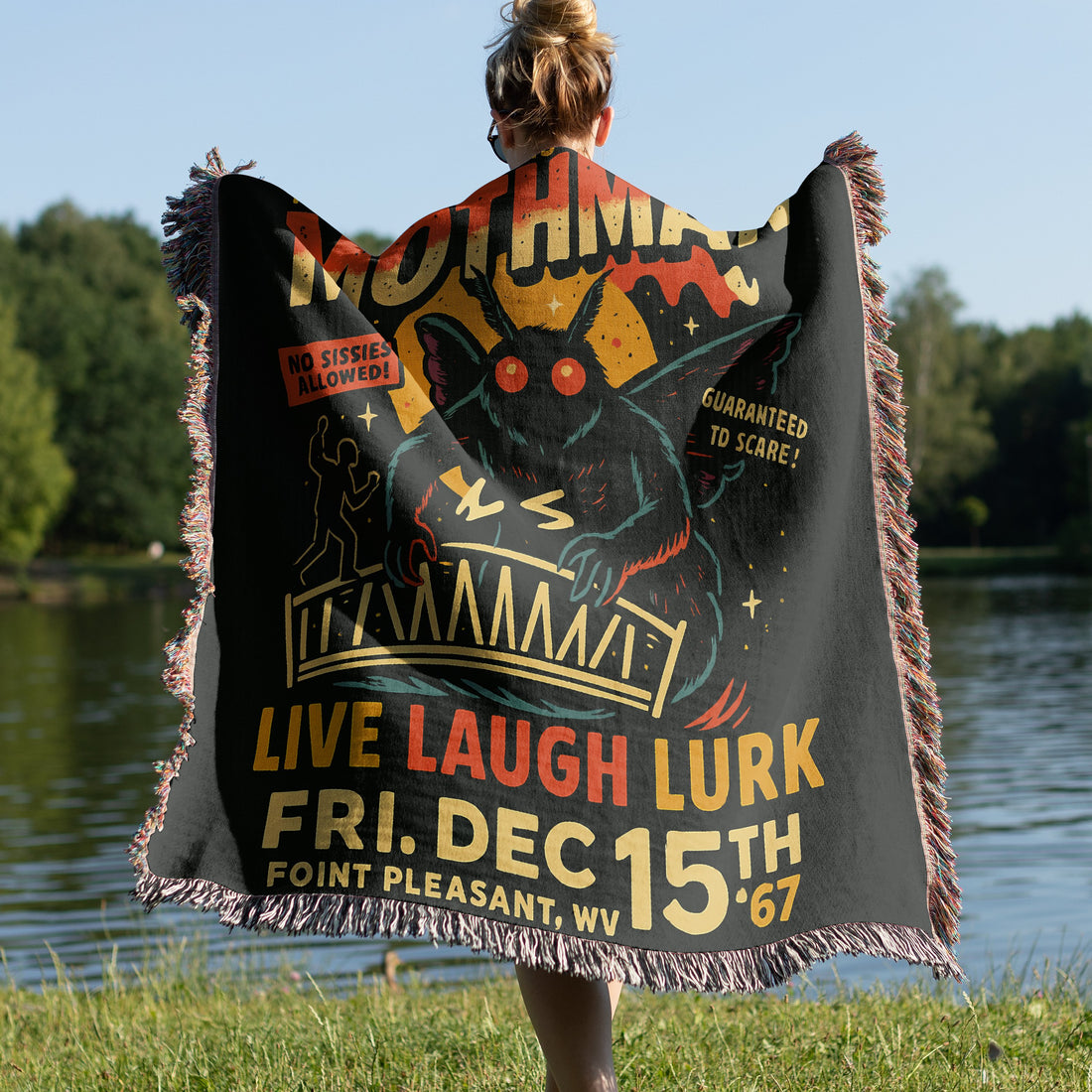Live Laugh Lurk Mothman Printed Throw Blanket product