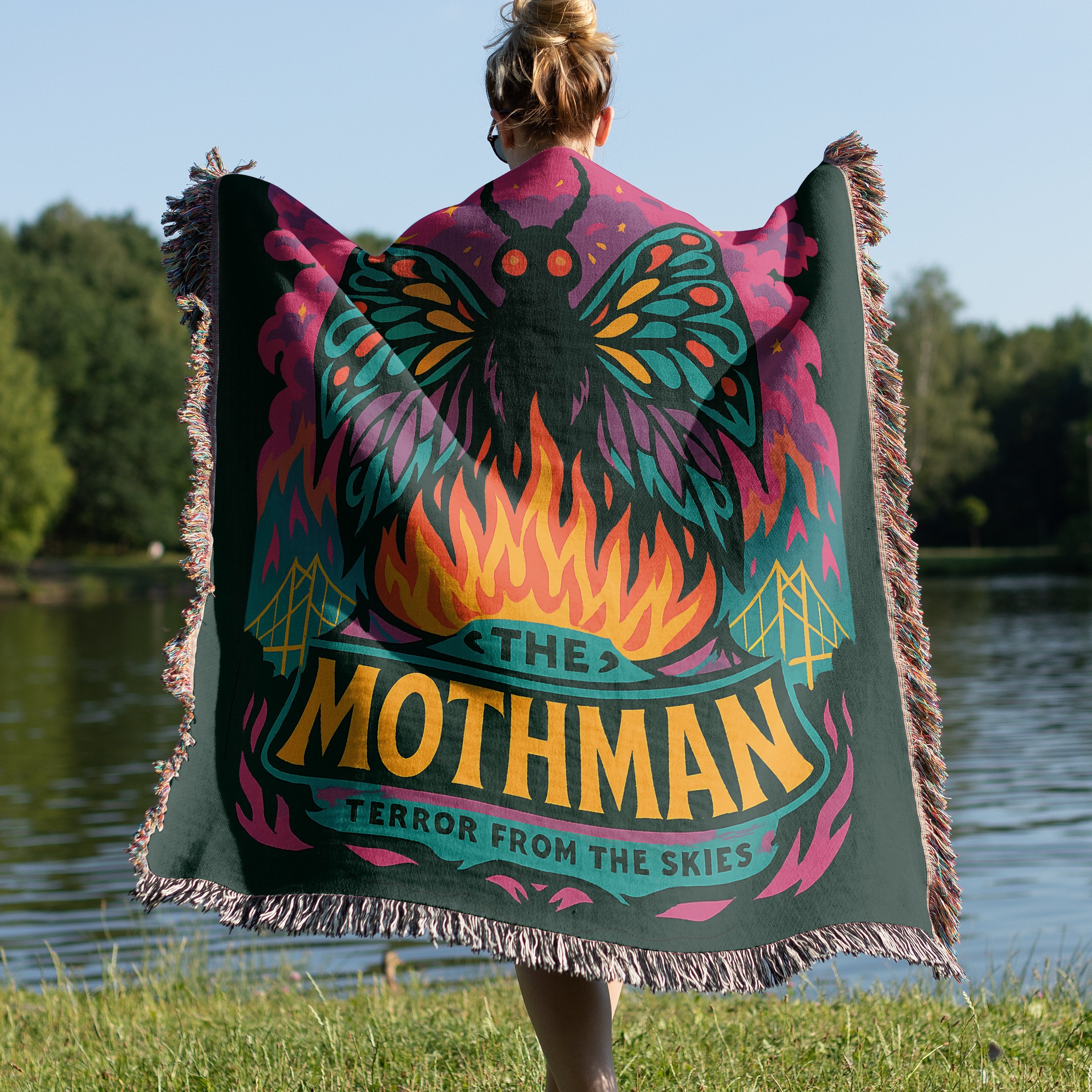 The Mothman Terror from the Skies Throw Blanket product