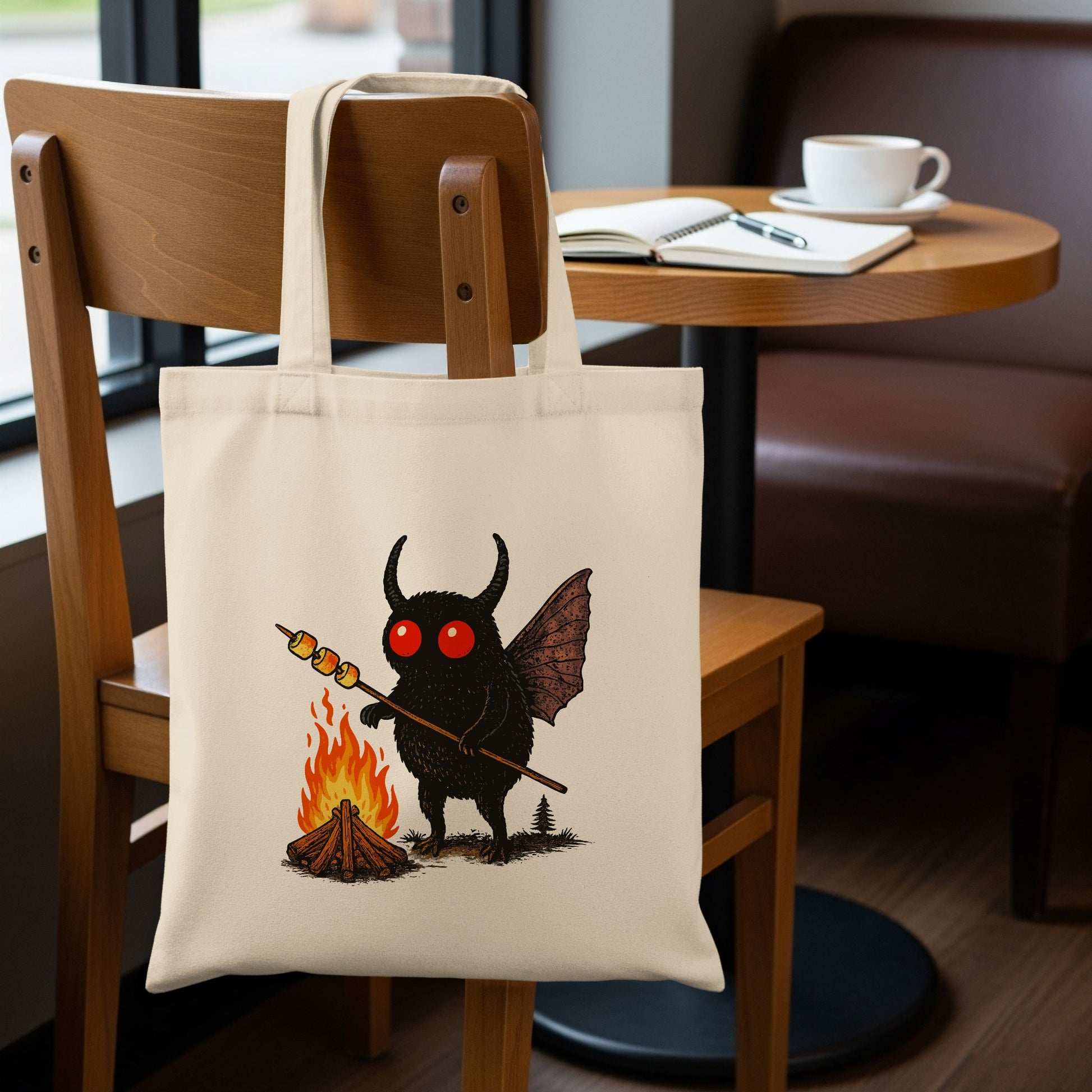 Cute Black Creature with Fire Tote Bag product type