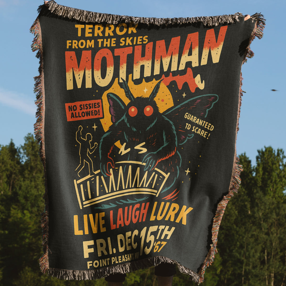 Live Laugh Lurk Mothman Printed Throw Blanket product