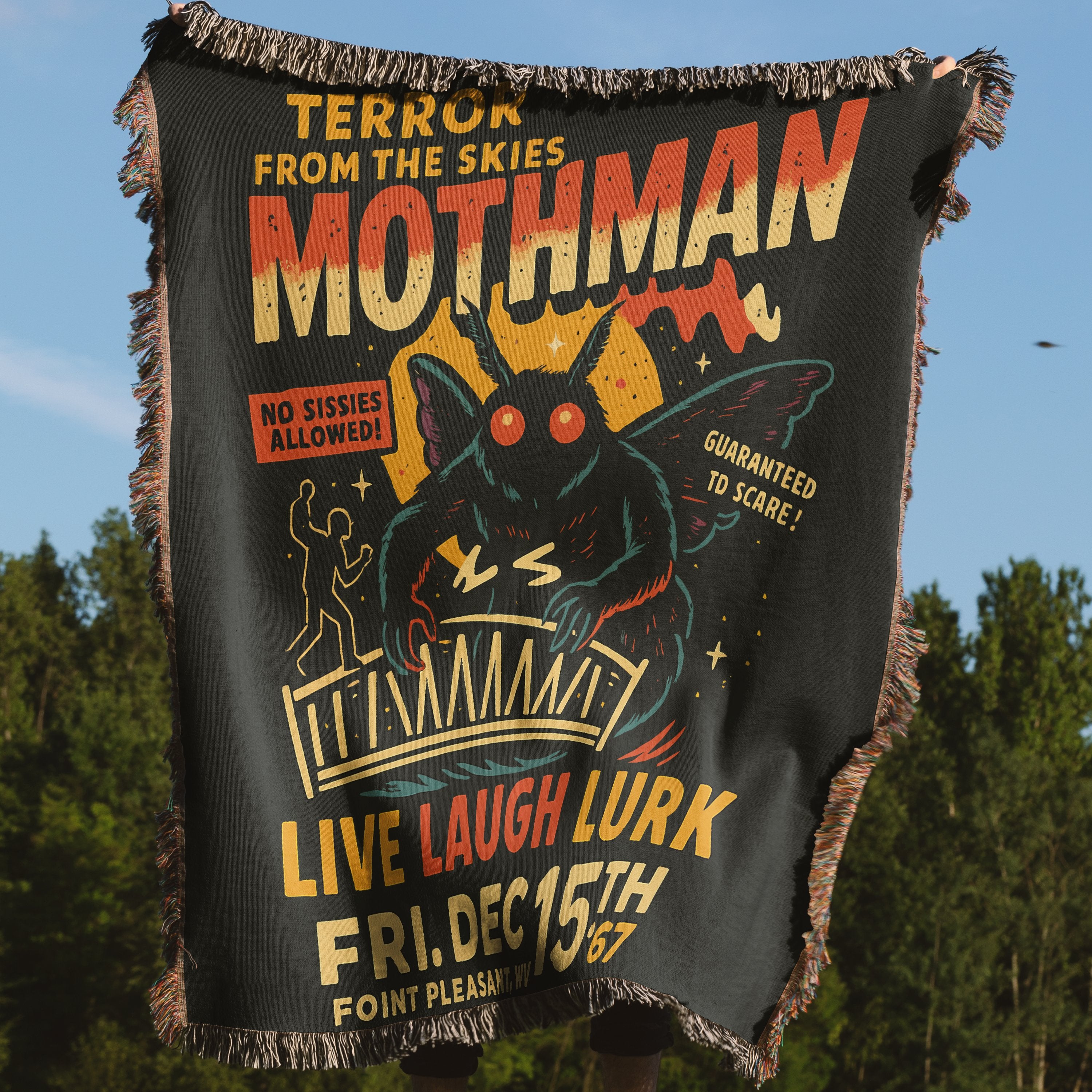 Live Laugh Lurk Mothman Printed Throw Blanket product
