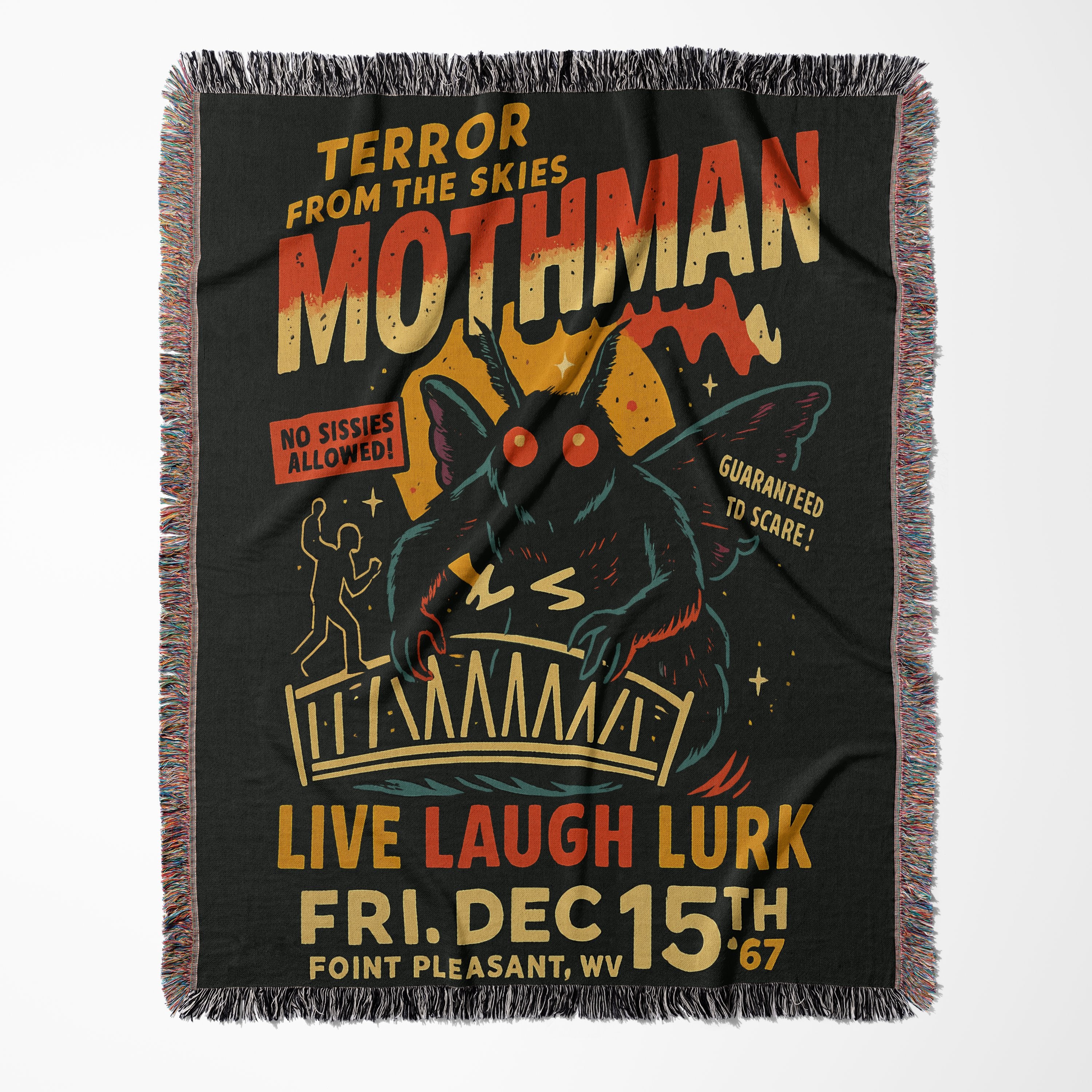 Vintage Mothman Live Laugh Lurk Graphic Blanket Product