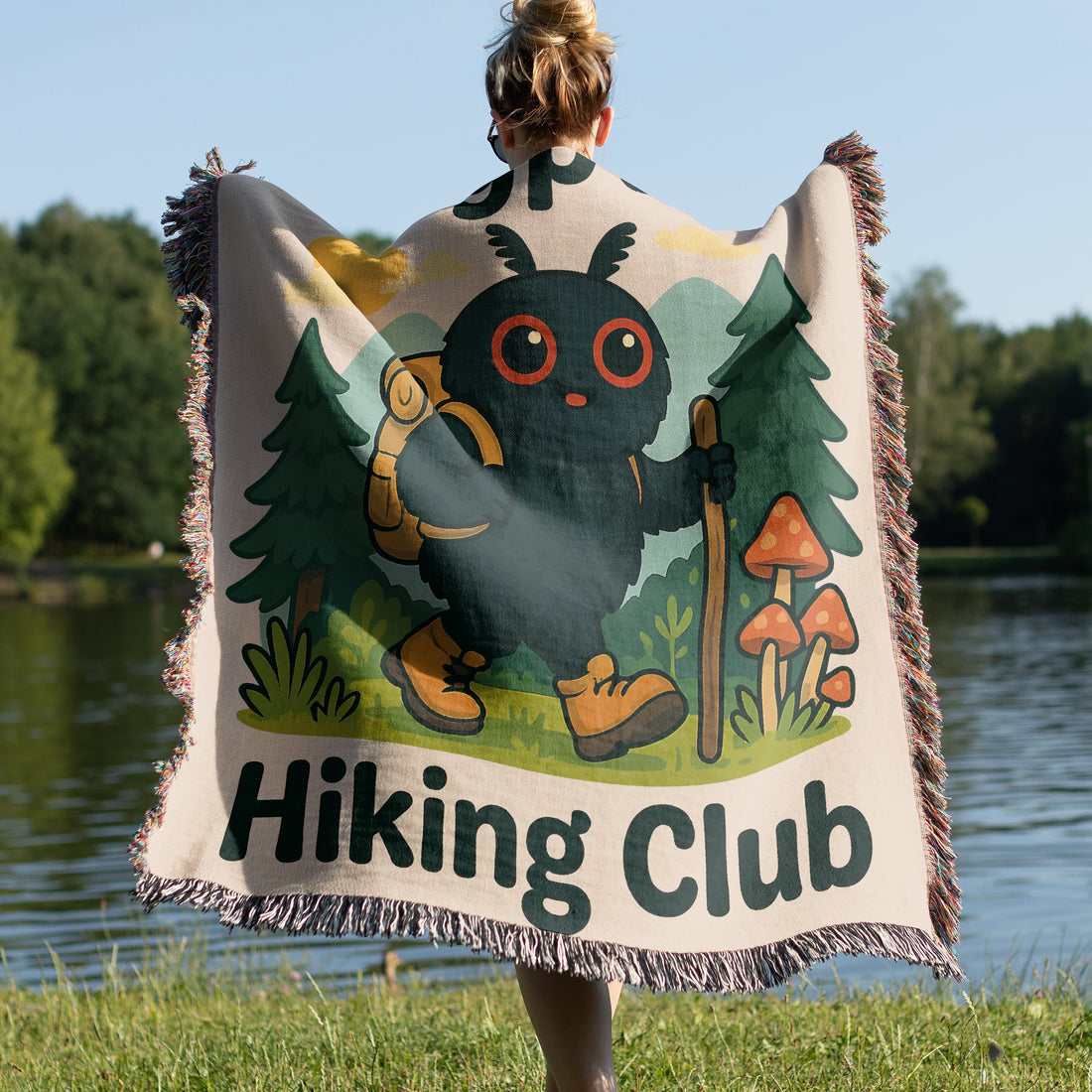 Cryptid Hiking Club Nature Cartoon Blanket product