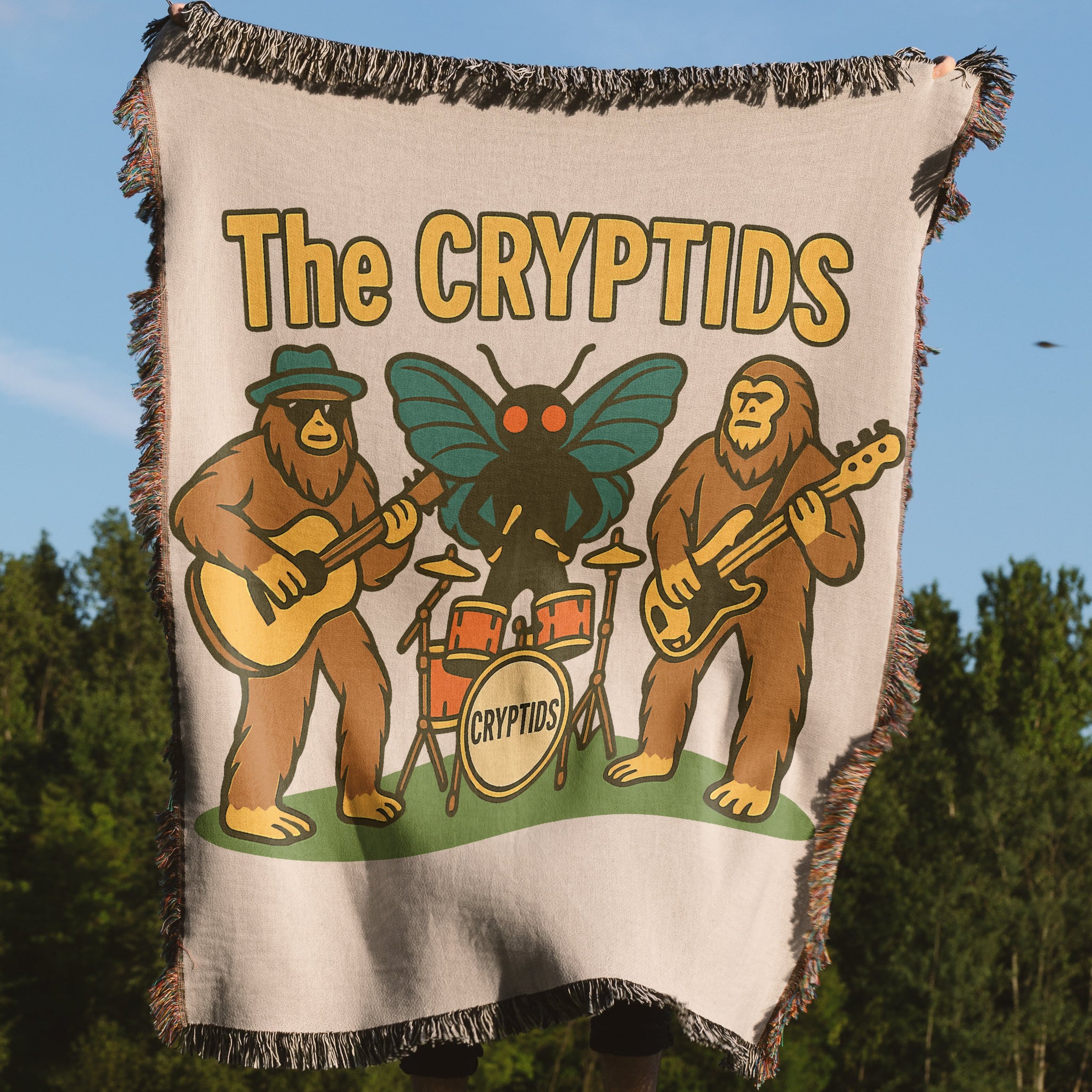 The Cryptids Band Graphic Woven Throw Blanket product