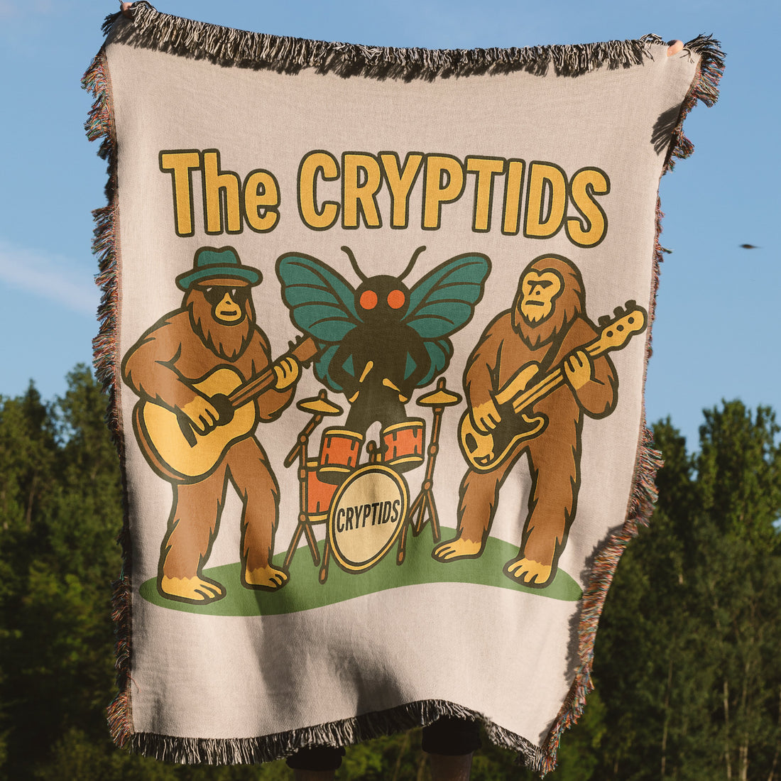 The Cryptids Band Graphic Woven Throw Blanket product