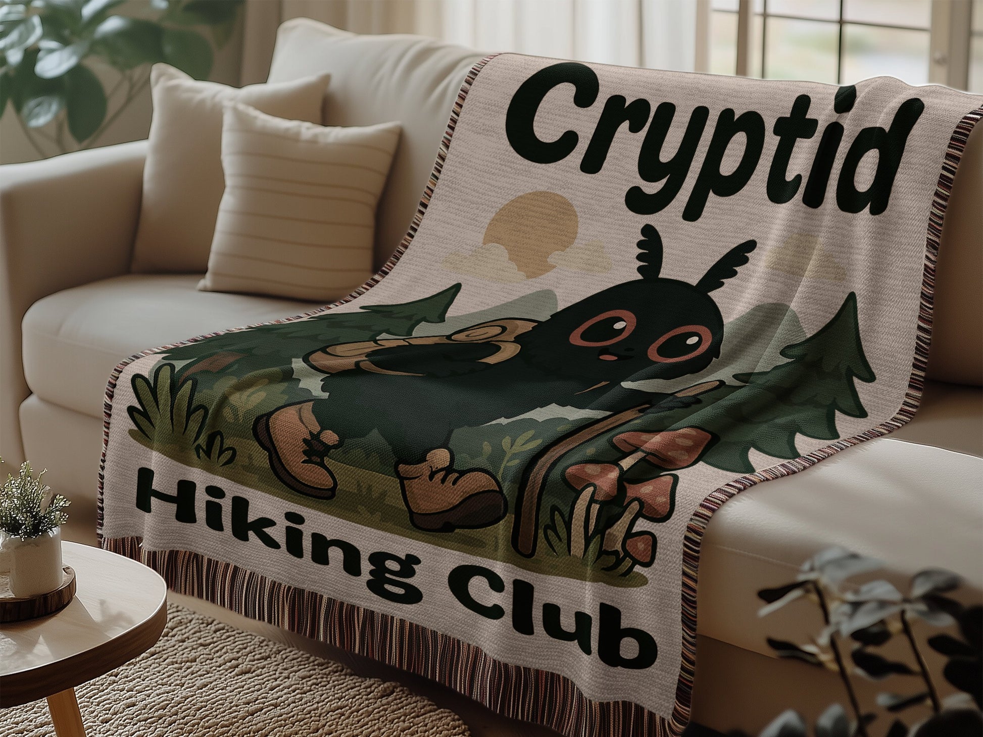 Cryptid Hiking Club Design Printed Throw Blanket product