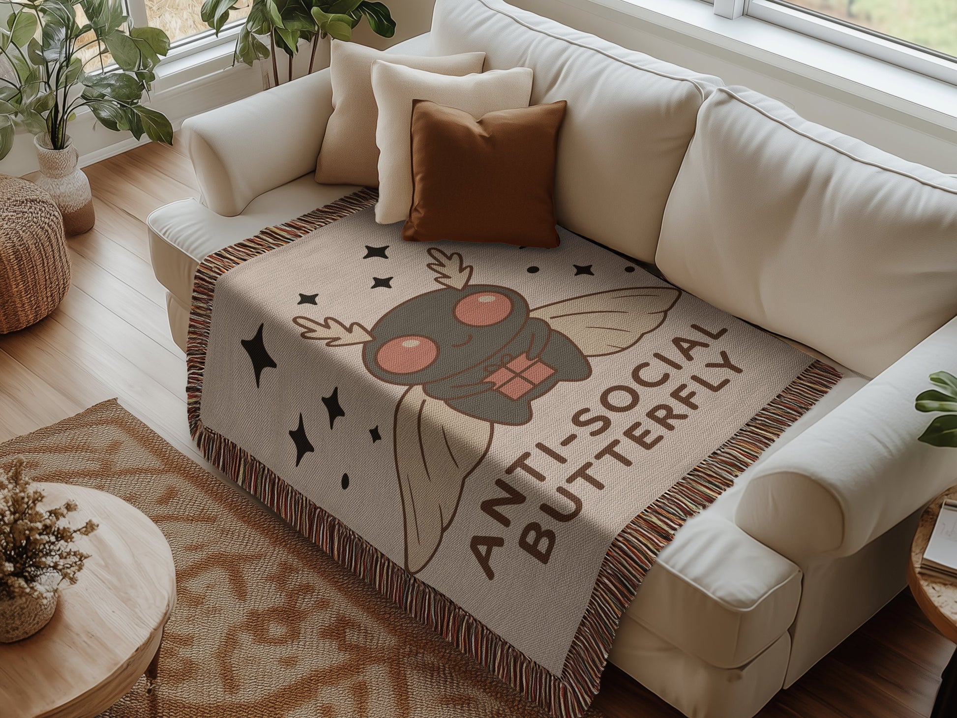 Anti-Social Butterfly Funny Blanket Home Decor product