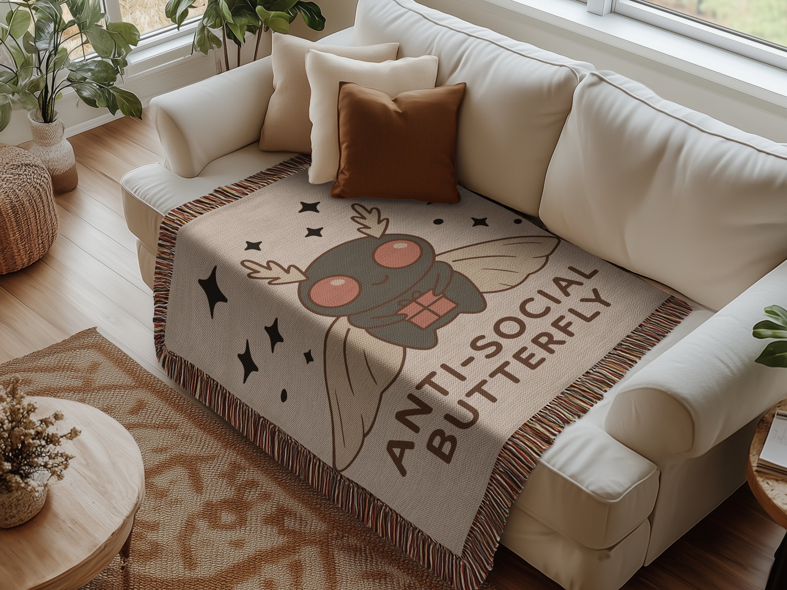 Anti-Social Butterfly Funny Blanket Home Decor product