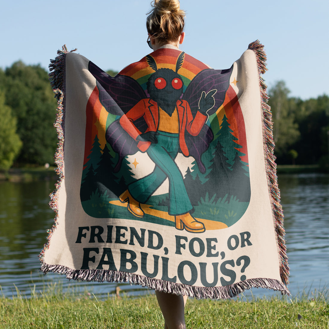 Mothman Friend Foe or Fabulous Throw Blanket product type