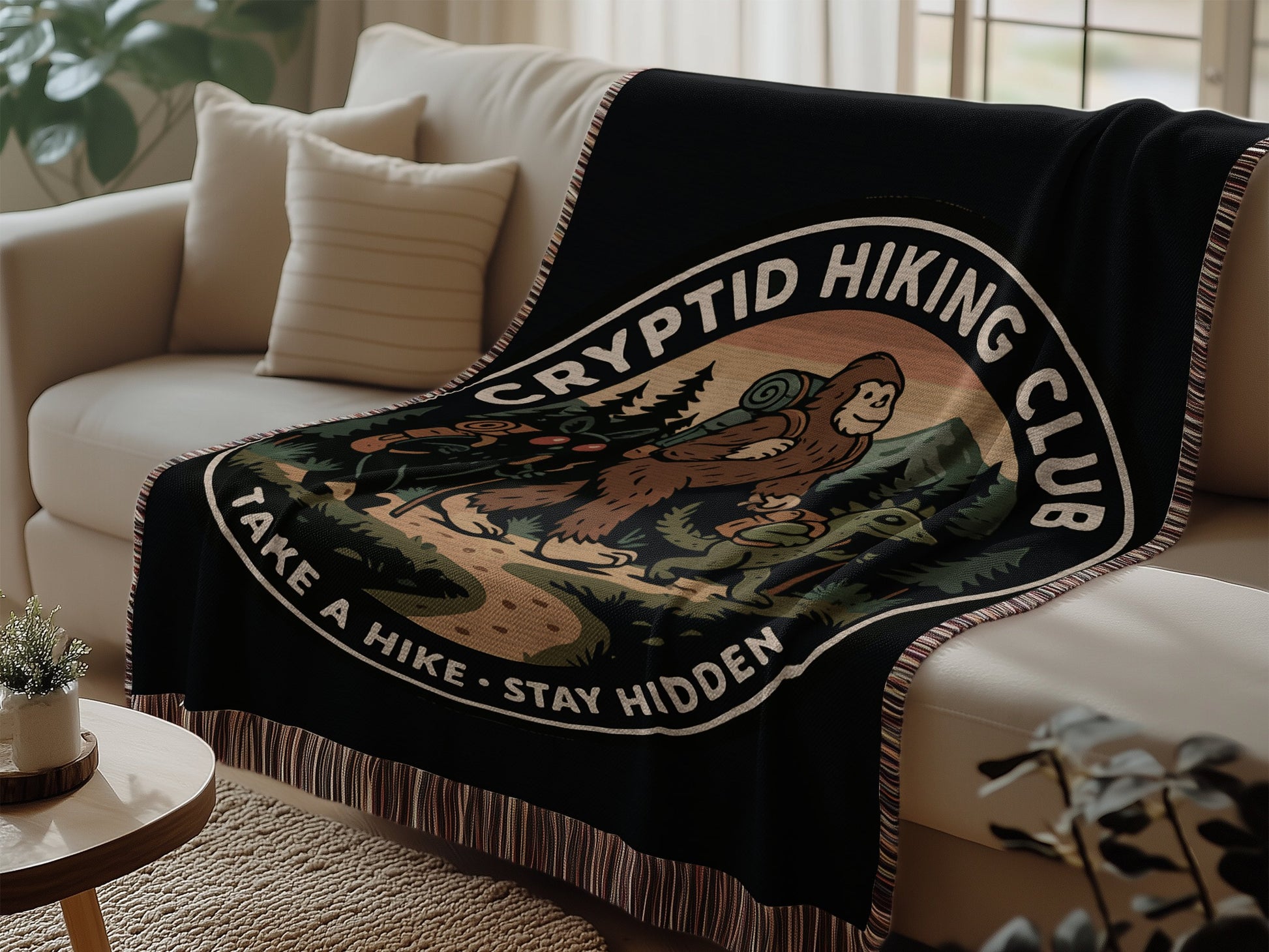 Cryptid Hiking Club Throw Blanket for Cozy Lounging product