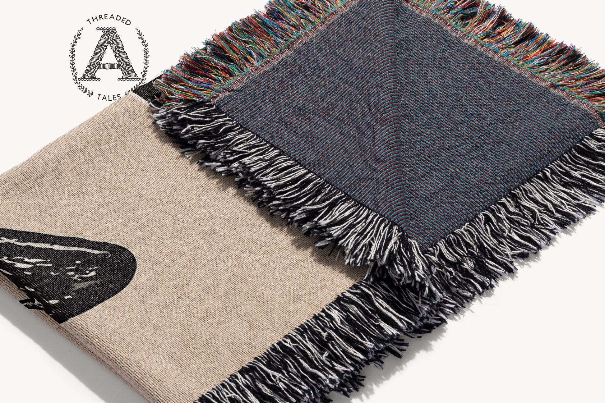 Artistic Fringed Dual-Toned Tapestry Blanket product type