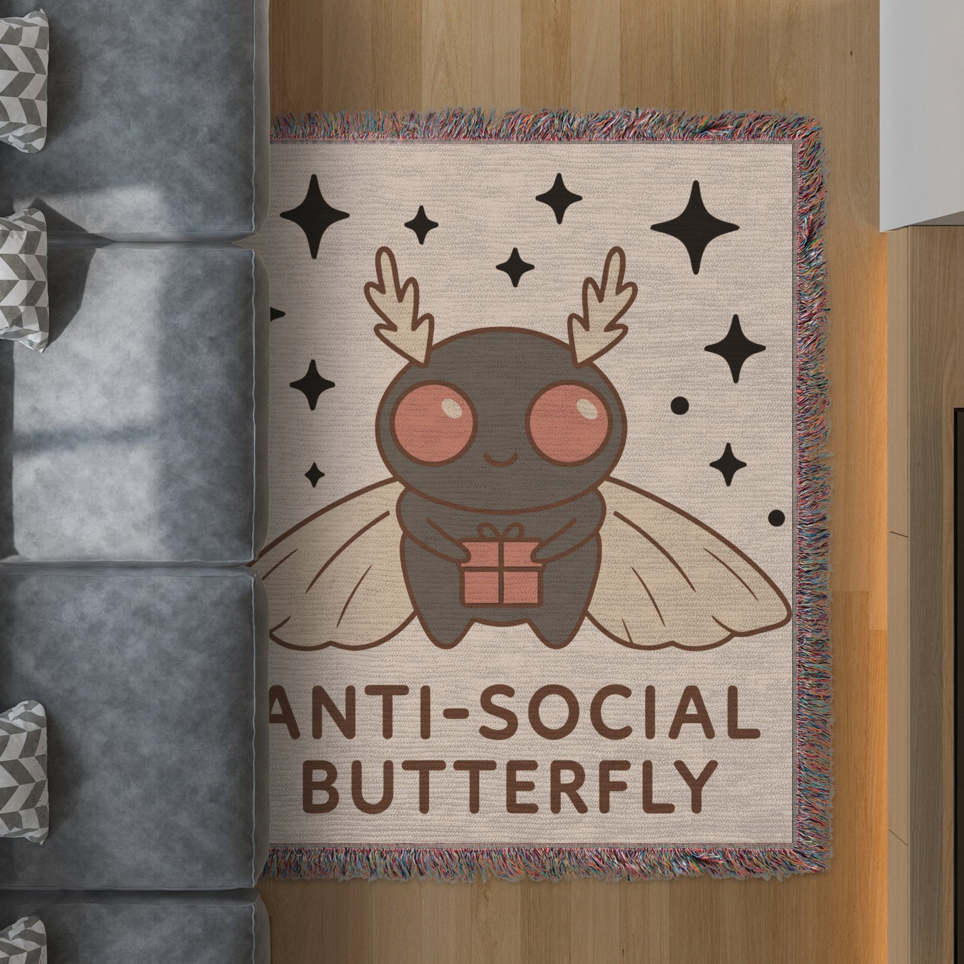 Anti-Social Butterfly Cute Cartoony Cozy Blanket product