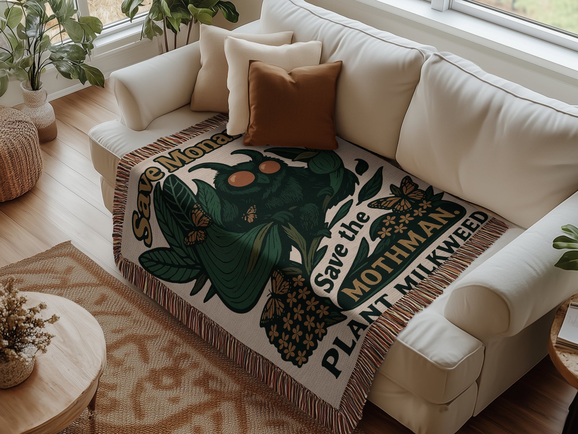 Save the Mothman Plant Milkweed Throw Blanket product