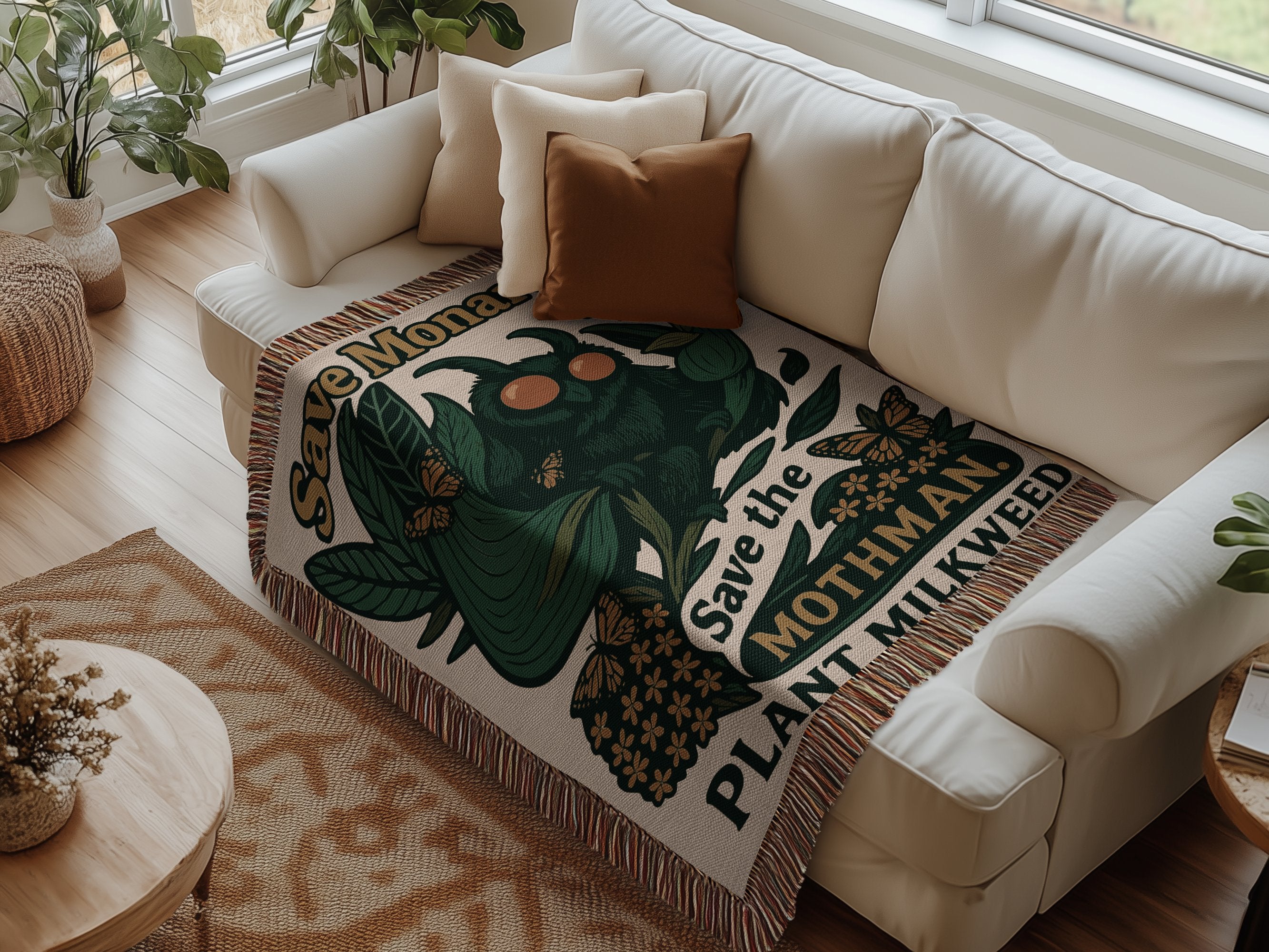 Save the Mothman Plant Milkweed Throw Blanket product